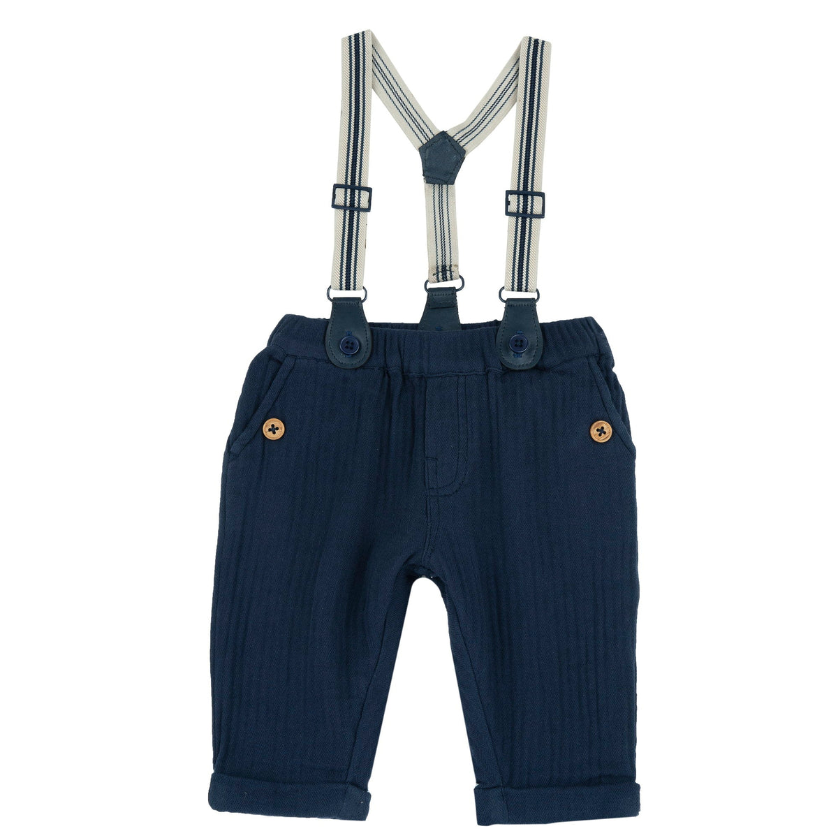 Boys Navy Cotton Gauze Trousers