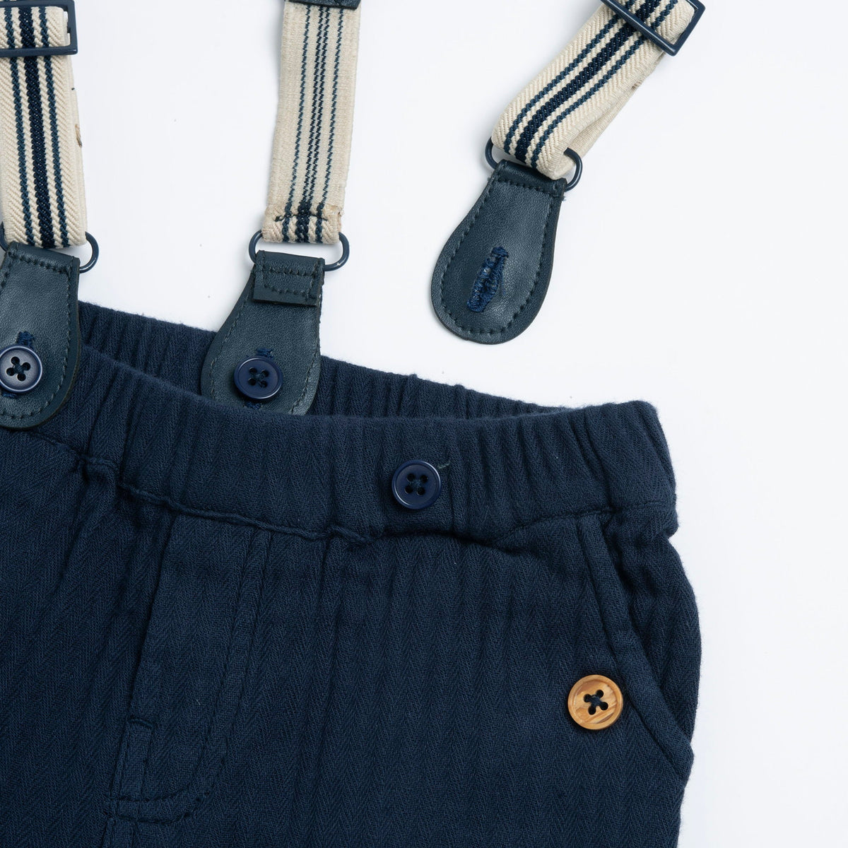 Boys Navy Cotton Gauze Trousers