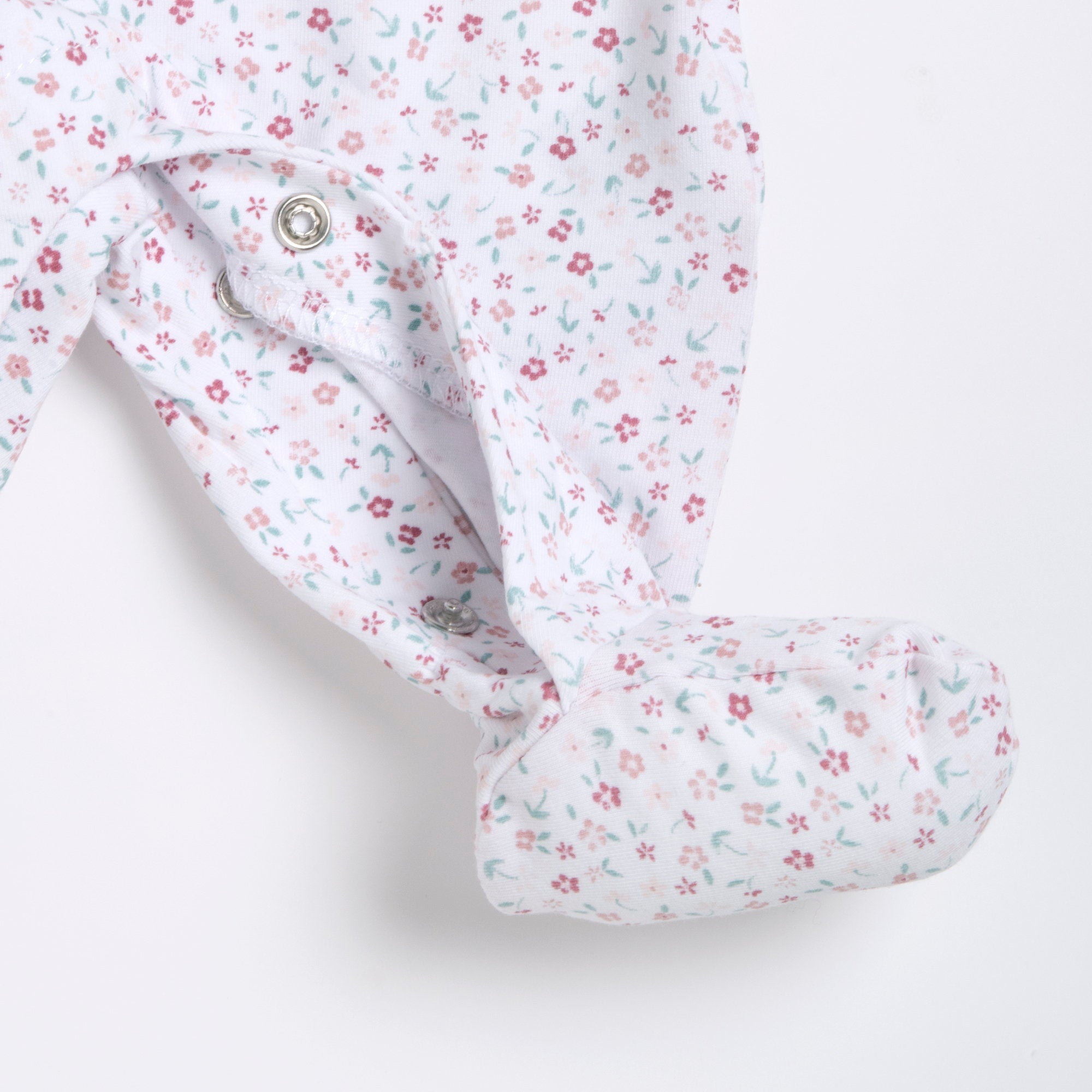 Soft Embroidered Baby Onesie in Medium Pink with Easy Leg Opening