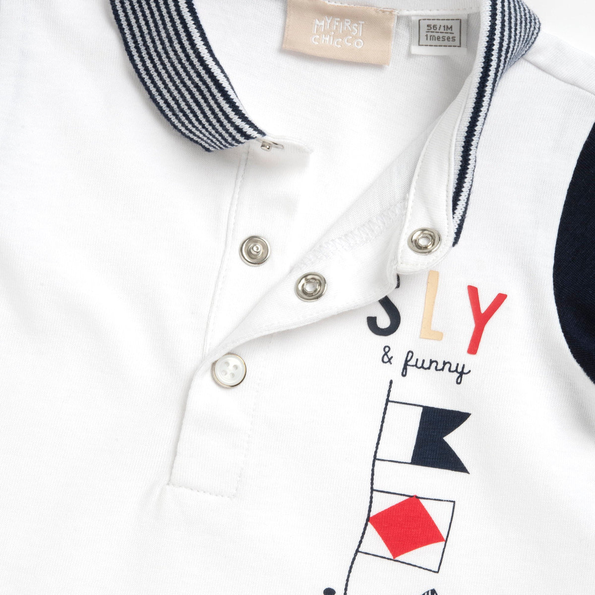Boys White Flag Cotton Polo T-Shirt