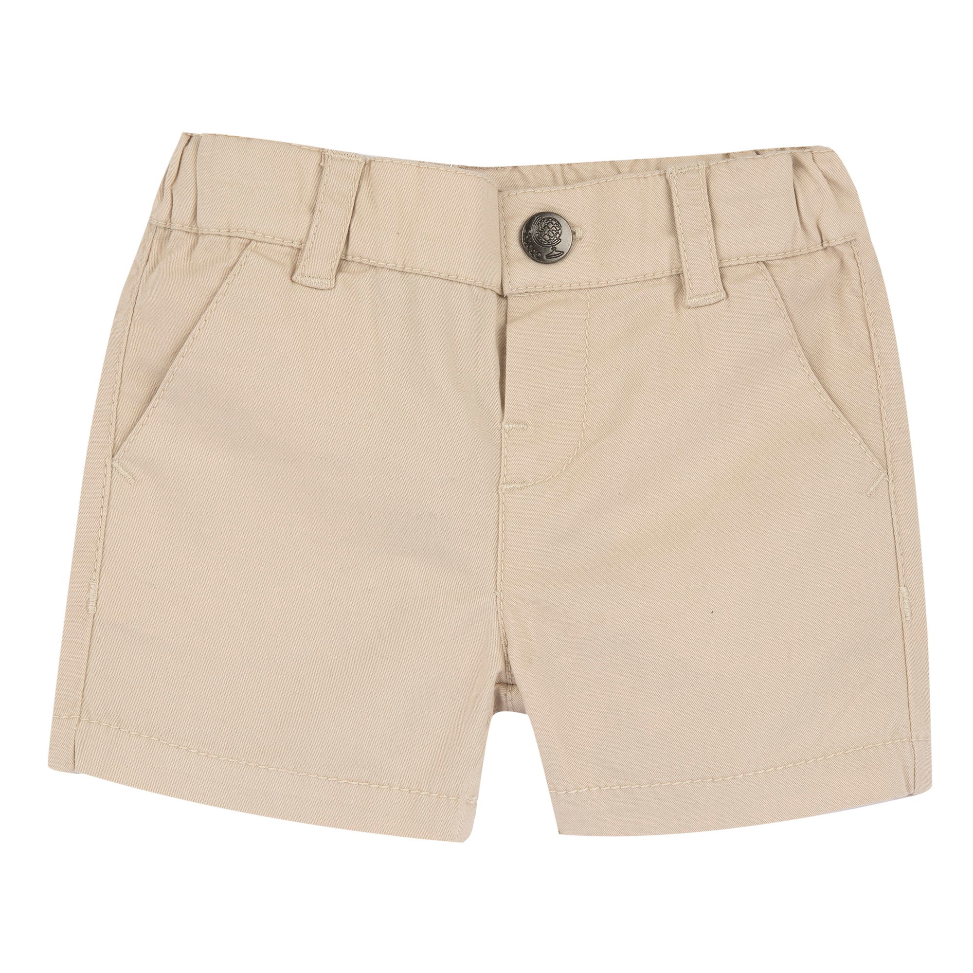 Soft Stretch Cotton Shorts for Boys in Light Natural Shade