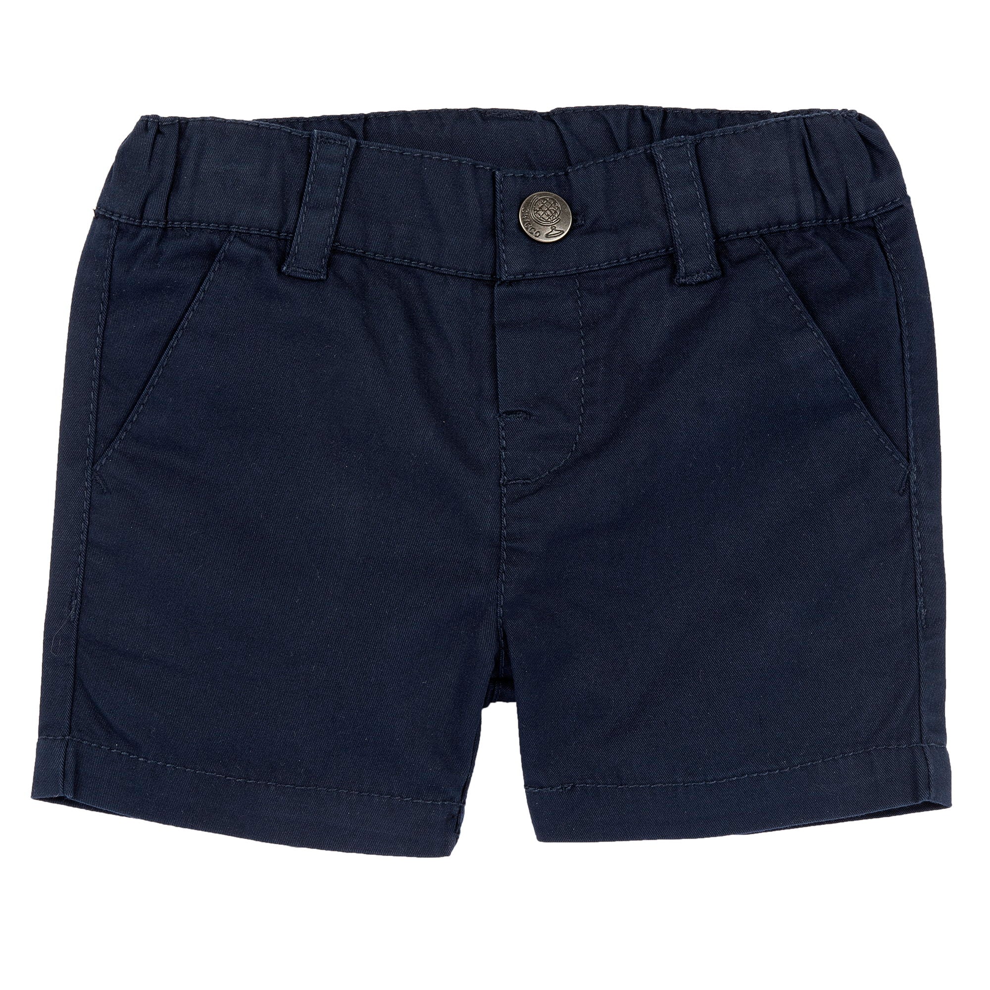 Regular Fit Stretch Cotton Shorts in Dark Blue for Boys