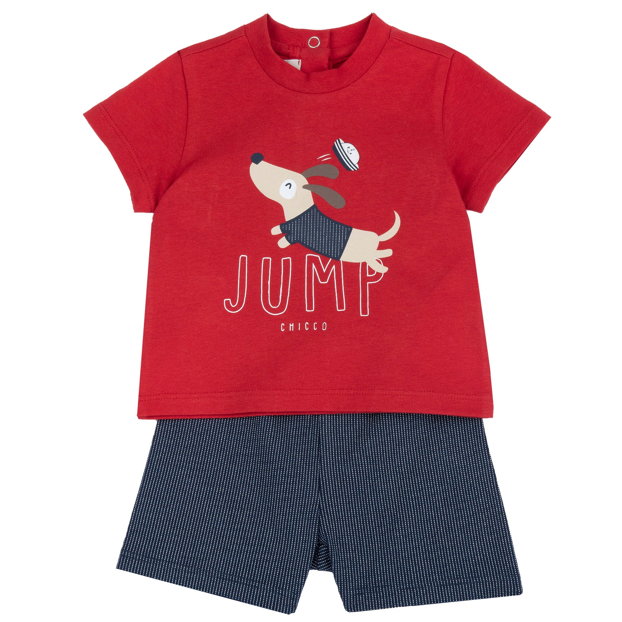 Medium Red Graphic Tee & Cotton Shorts Combo for Boys