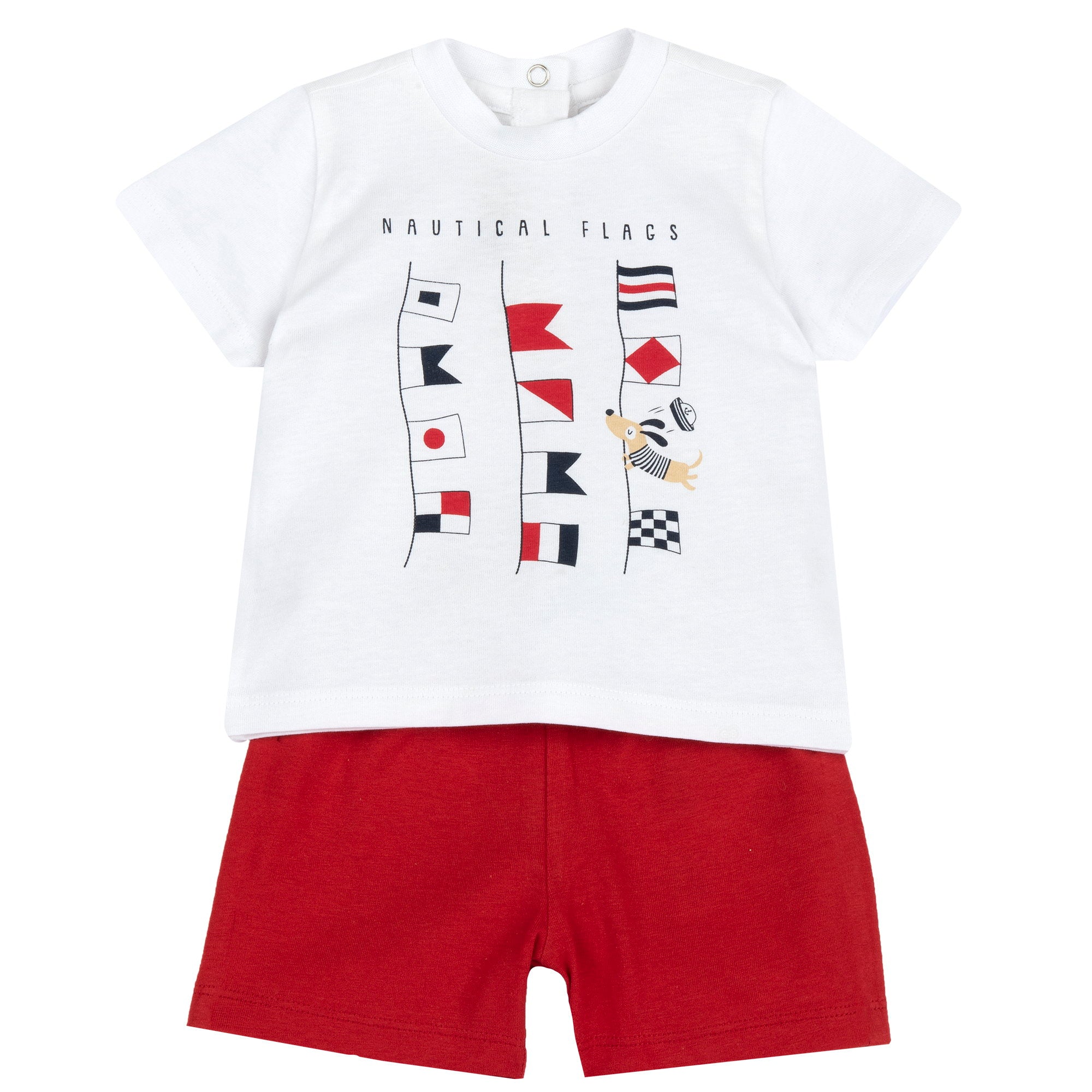 Everyday White Cotton Co-Ord Set for Boys with Printed T-Shirt