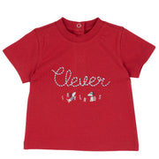 Medium Red Typography Printed Cotton Short Sleeve T-Shirt for Boys