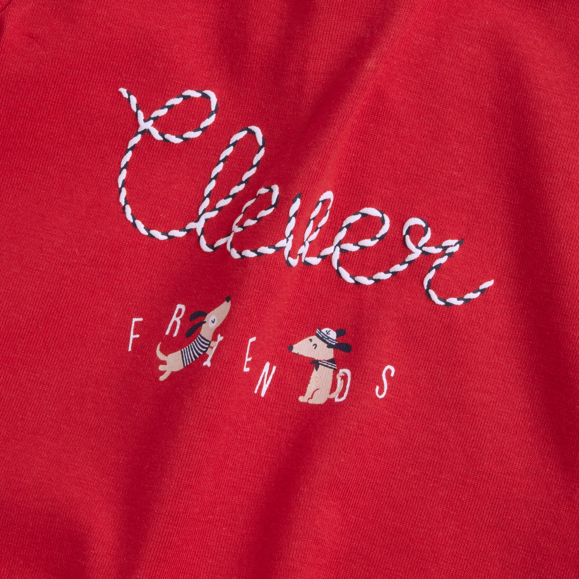 Medium Red Typography Printed Cotton Short Sleeve T-Shirt for Boys