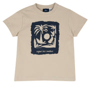 Medium Natural Graphic Printed Cotton Short Sleeve T-Shirt for Boys