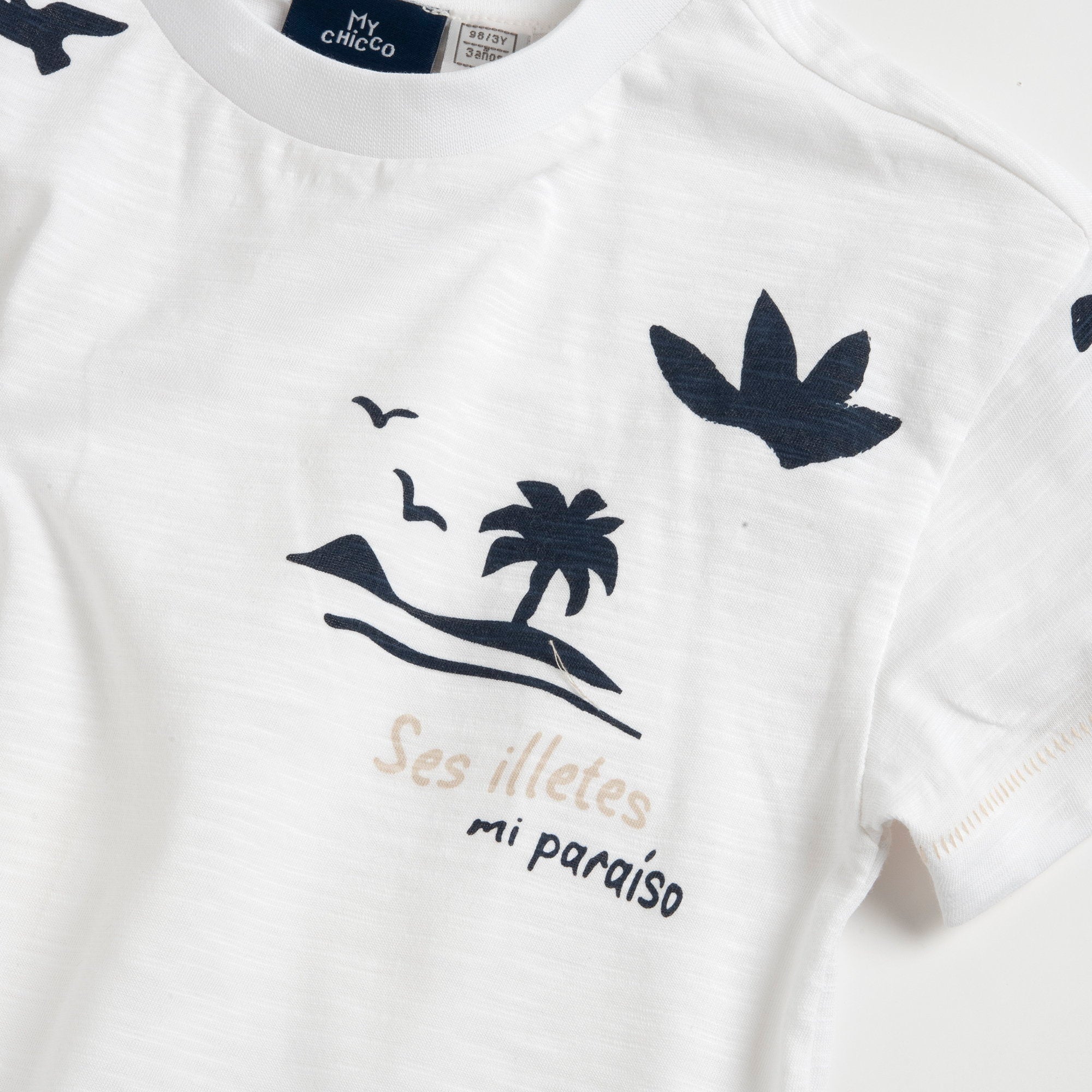White Graphic Printed Cotton Short Sleeve T-Shirt for Boys