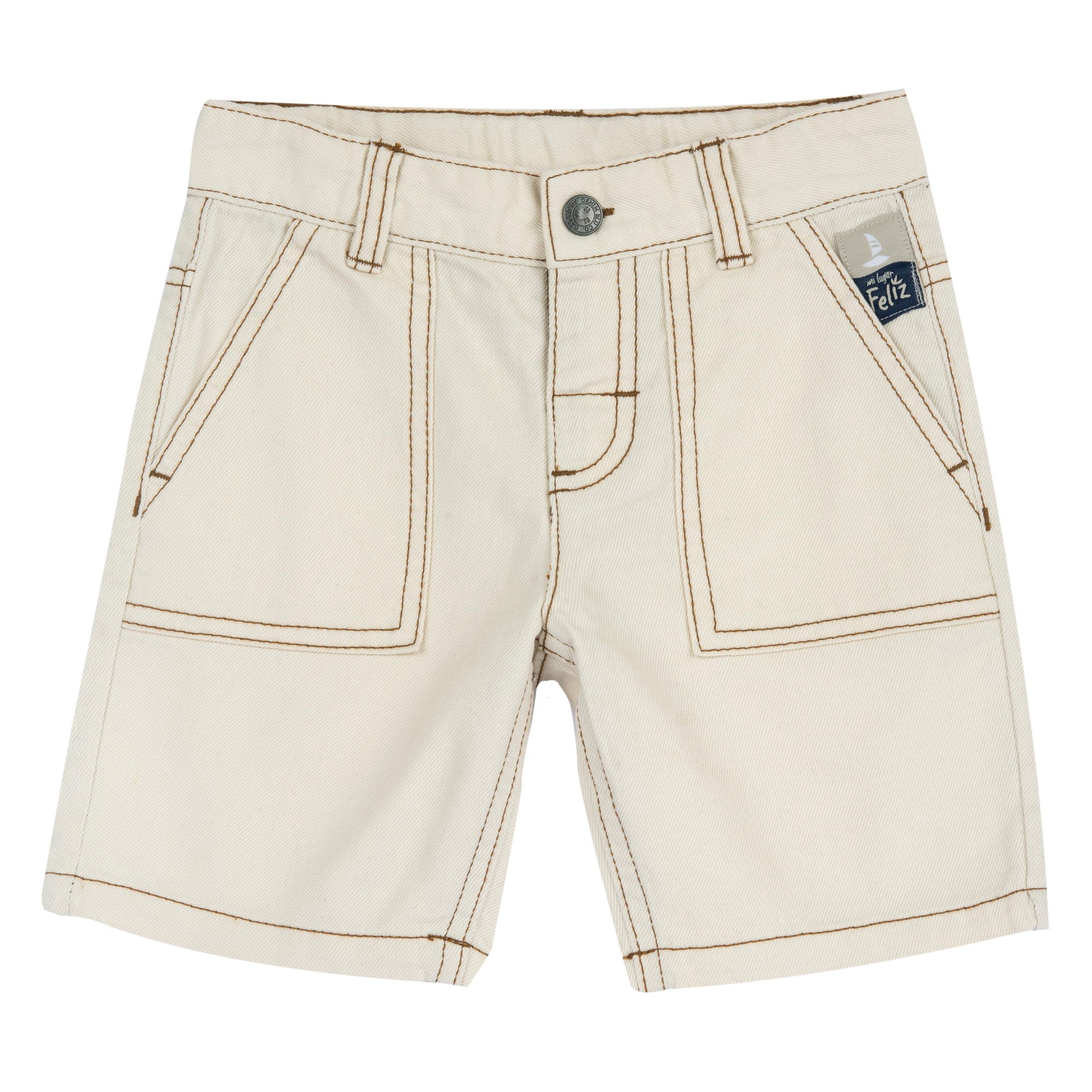 Light Natural Solid Cotton Short Trousers for Boys