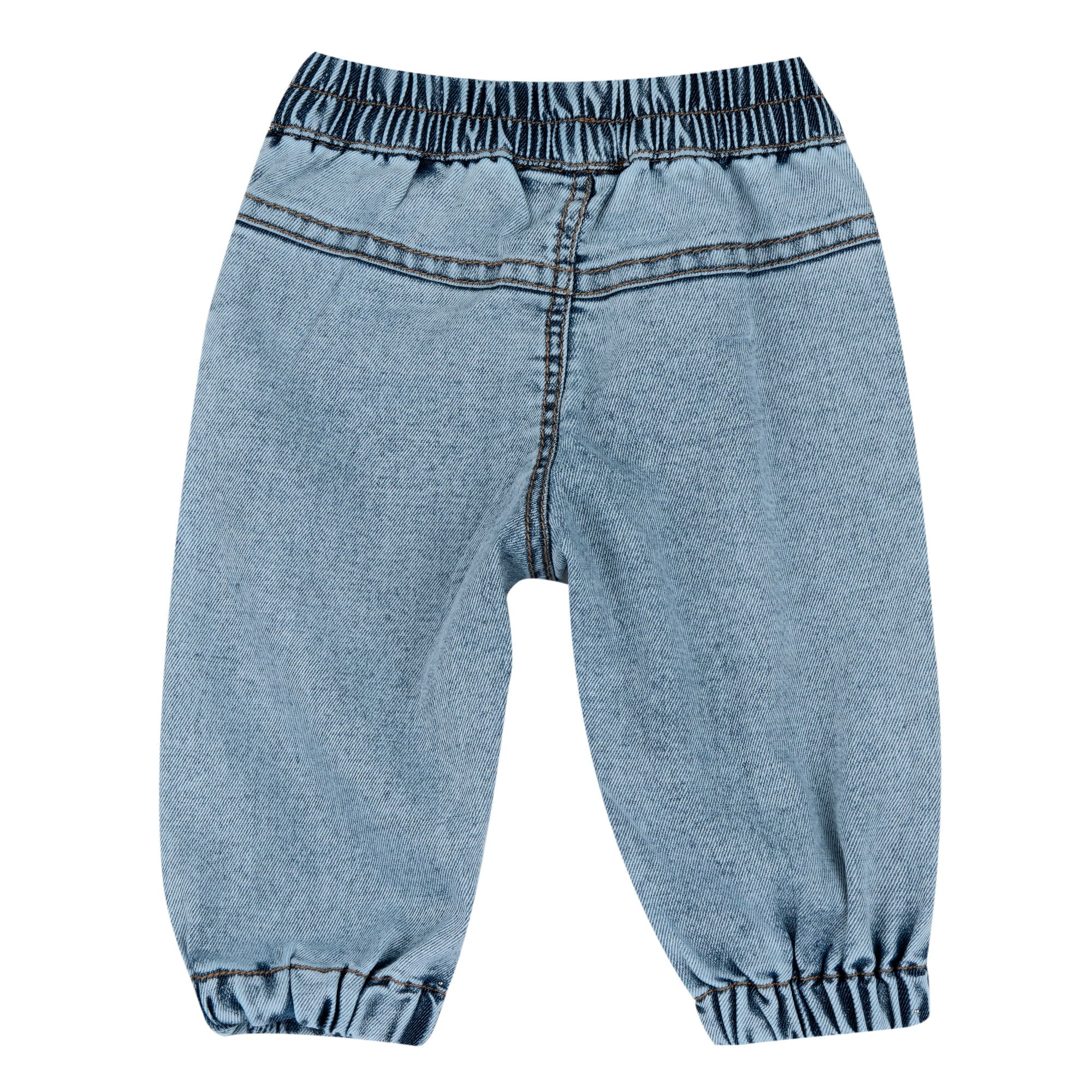 Light Blue Solid Lyocell Blend Long Trousers for Boys