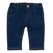 Dark Blue Solid Cotton Blend Long Trousers for Boys