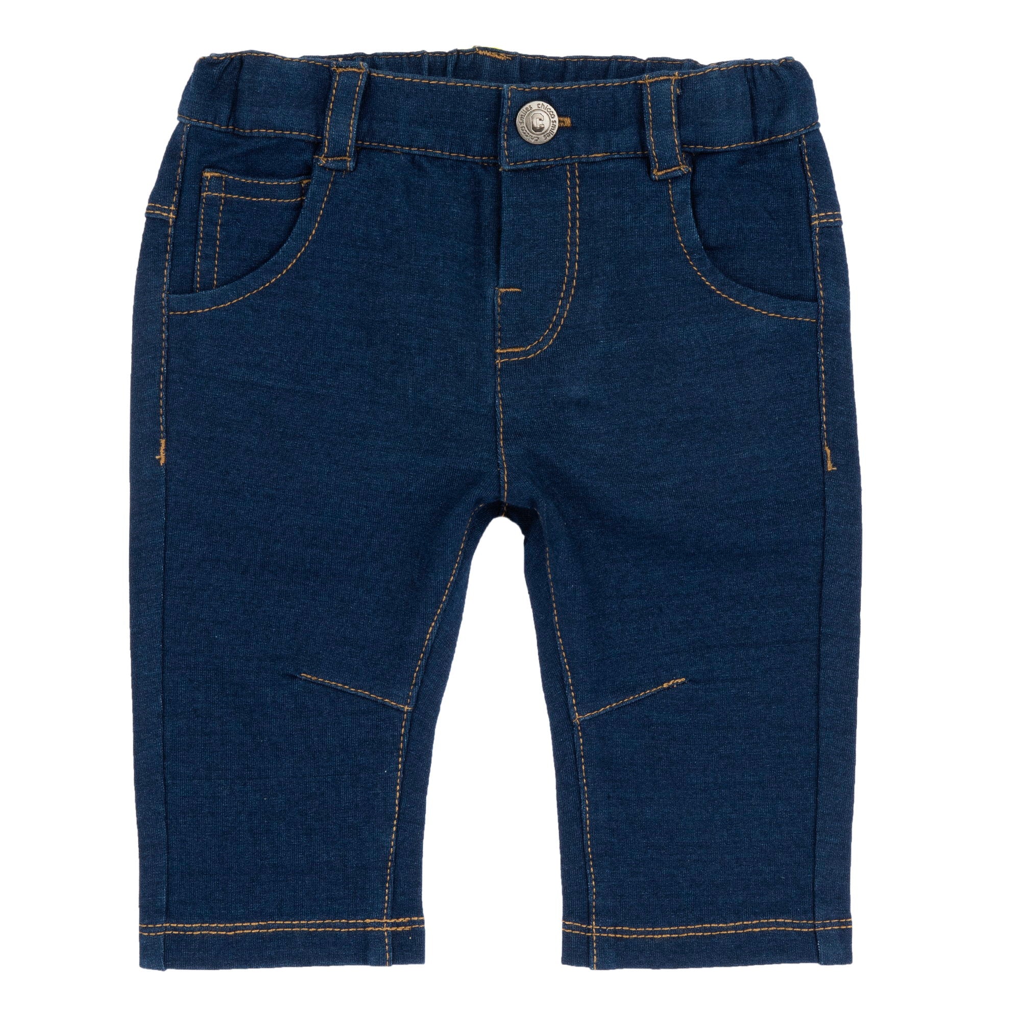 Dark Blue Solid Cotton Blend Long Trousers for Boys