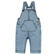 Light Blue Solid Lyocell Blend Long Overalls for Boys