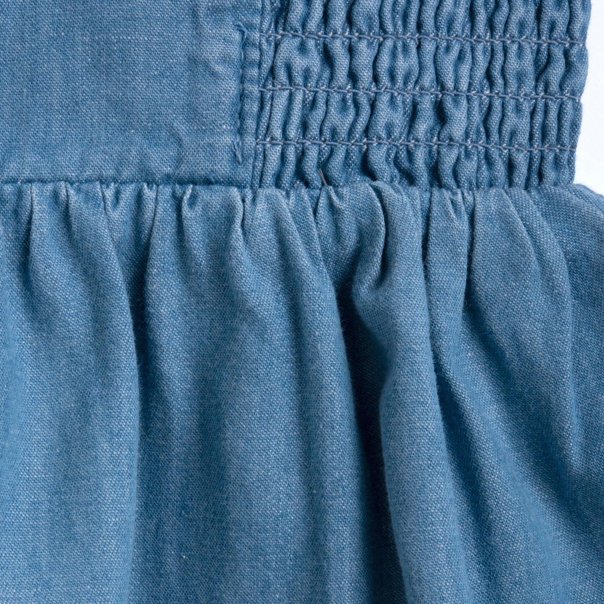 Medium Light Blue Self Design Cotton Overall Skirt for Girls