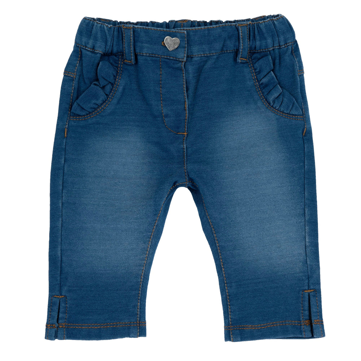 Girls Blue Denim-Effect Fleece Jeans