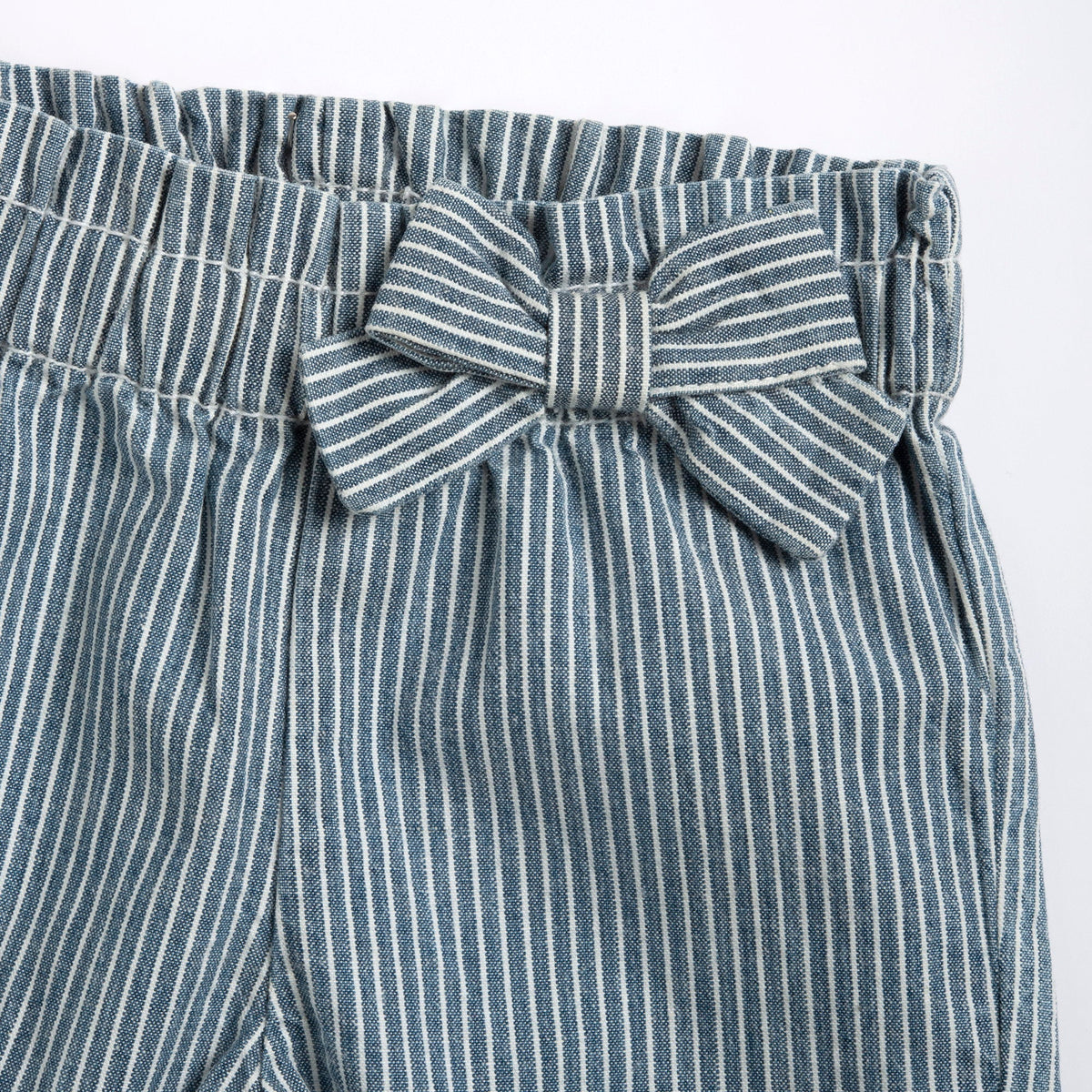Girls Blue Striped Denim Trousers
