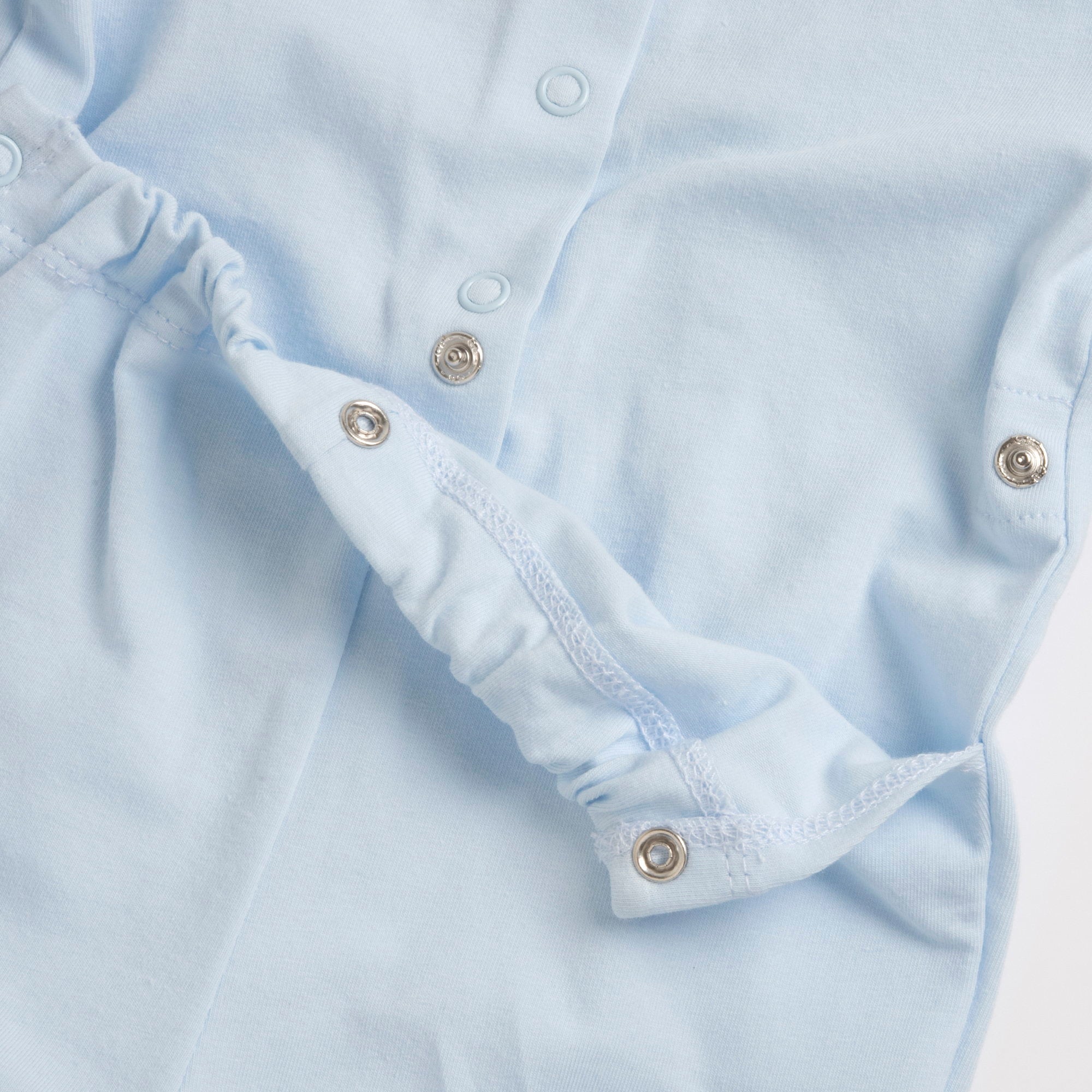 Light Blue Embellished Cotton Blend Nappy Opening Babysuit for Boys