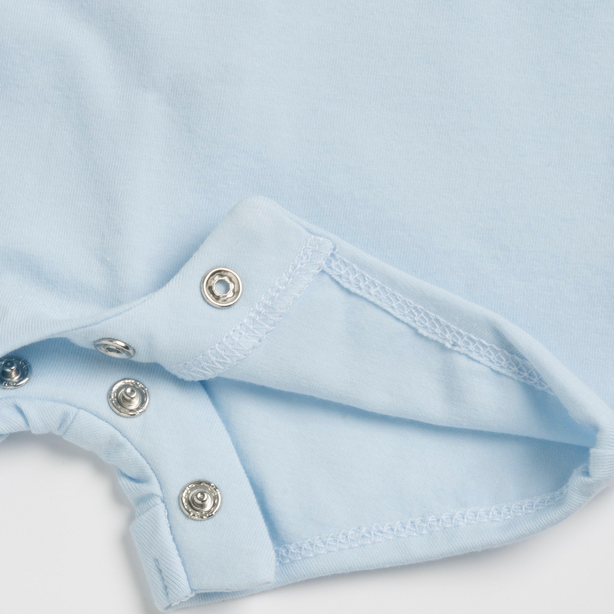 Light Blue Embroidered Cotton Blend Short Sleeve Romper for Baby Boys