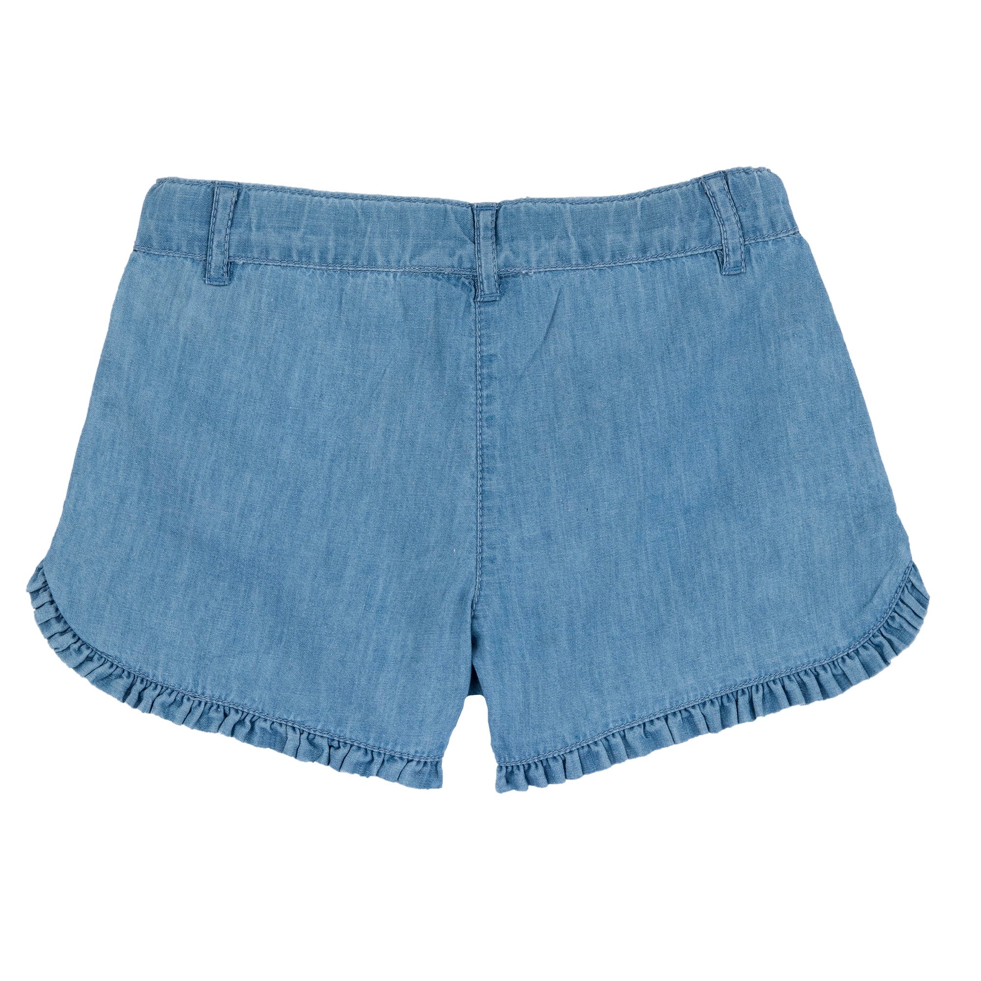 Medium Light Blue Solid Cotton Short Trousers for Girls