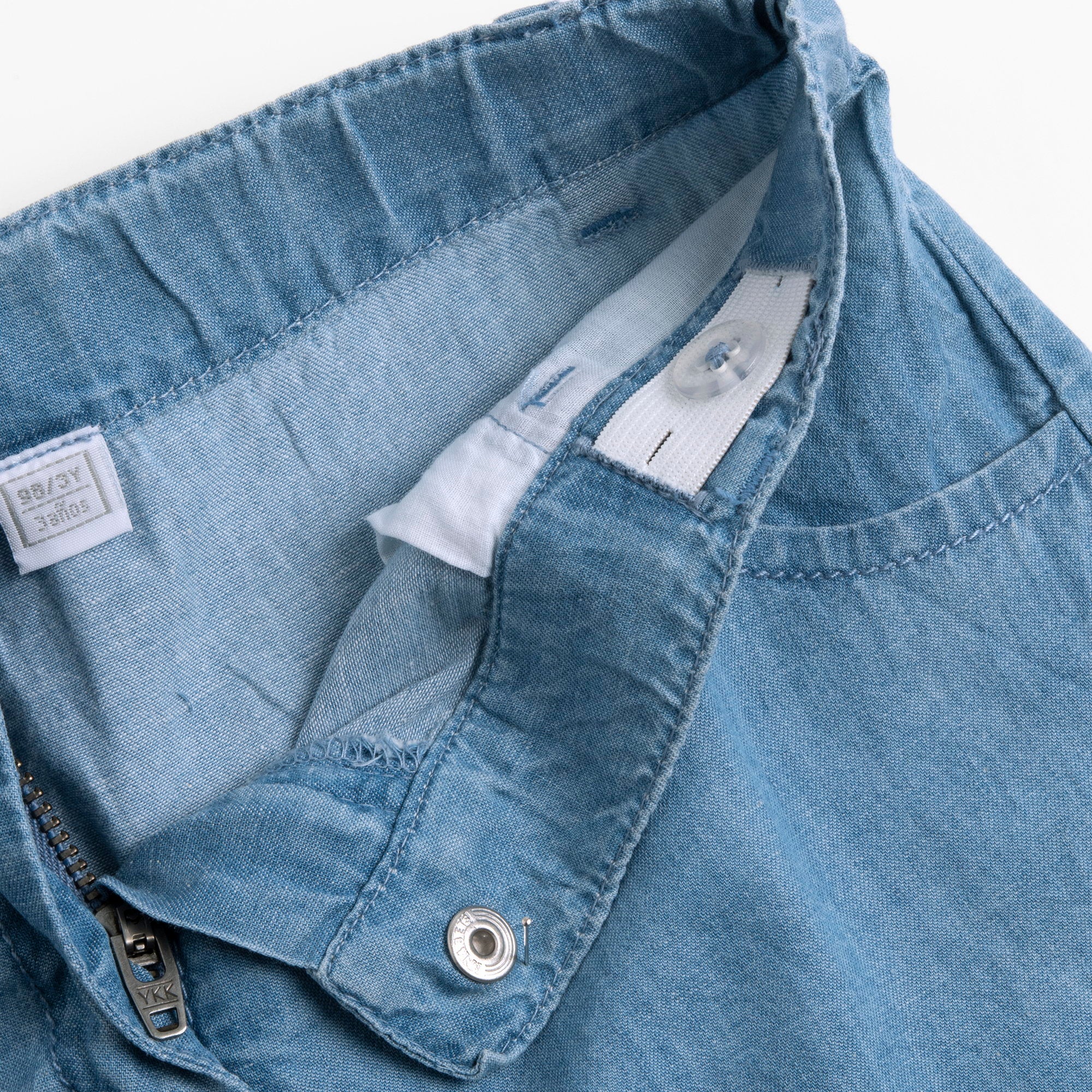 Medium Light Blue Solid Cotton Short Trousers for Girls