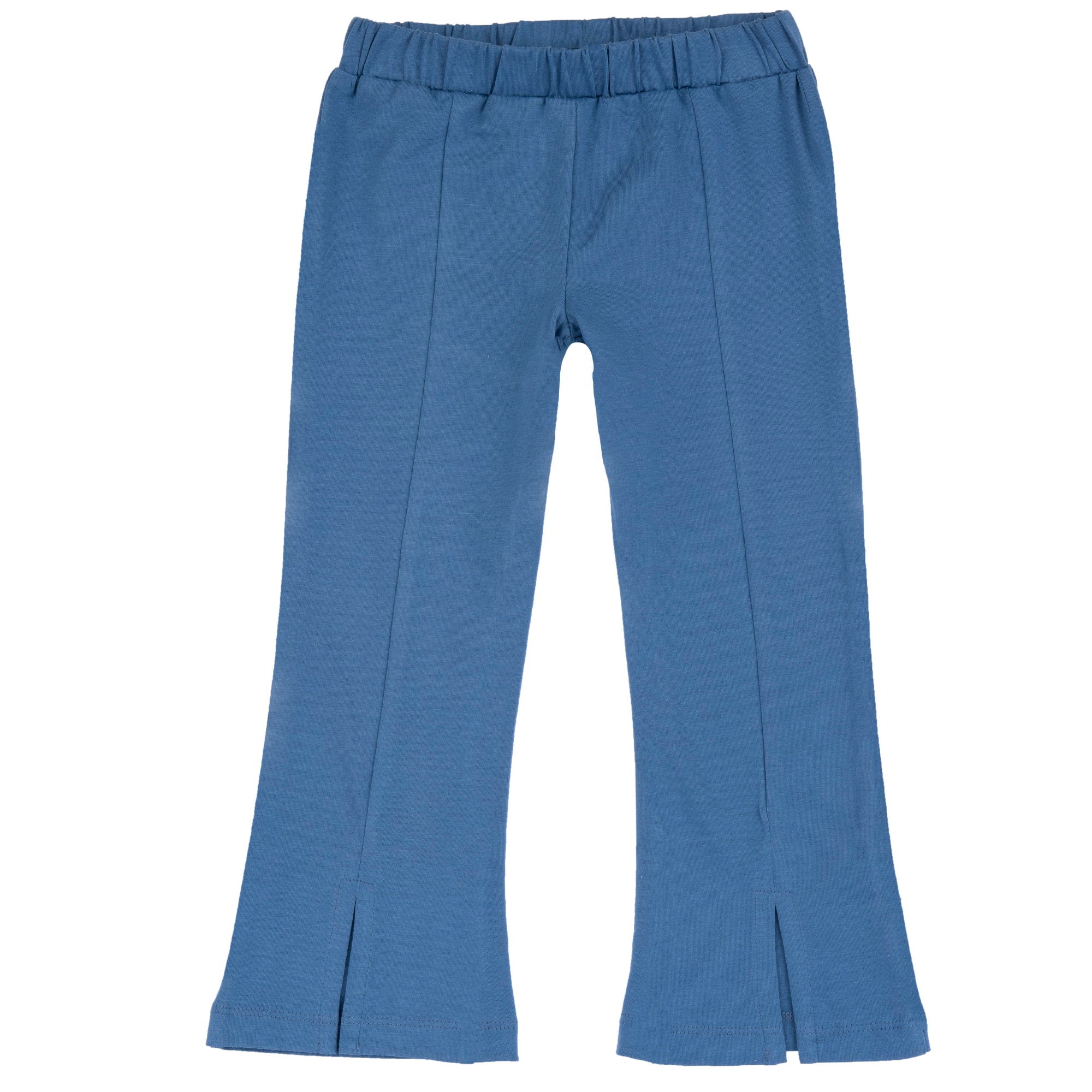 Medium Blue Solid Cotton Blend Leggings for Girls