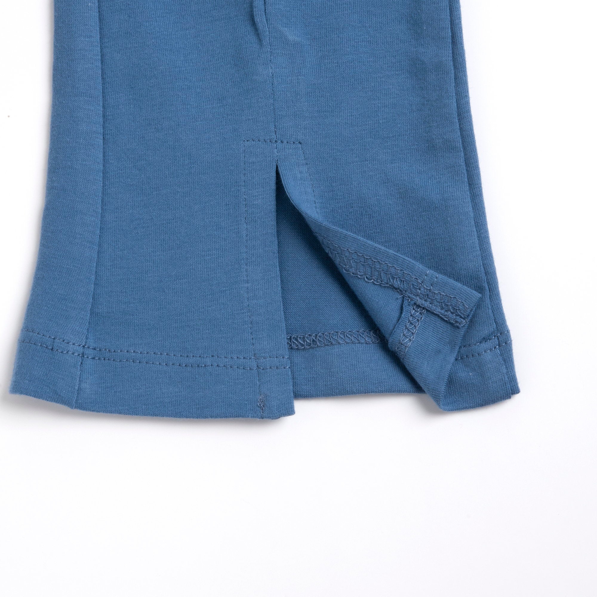 Medium Blue Solid Cotton Blend Leggings for Girls