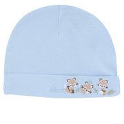 Light Blue Embroidered Cotton Blend Hat for Baby Boys