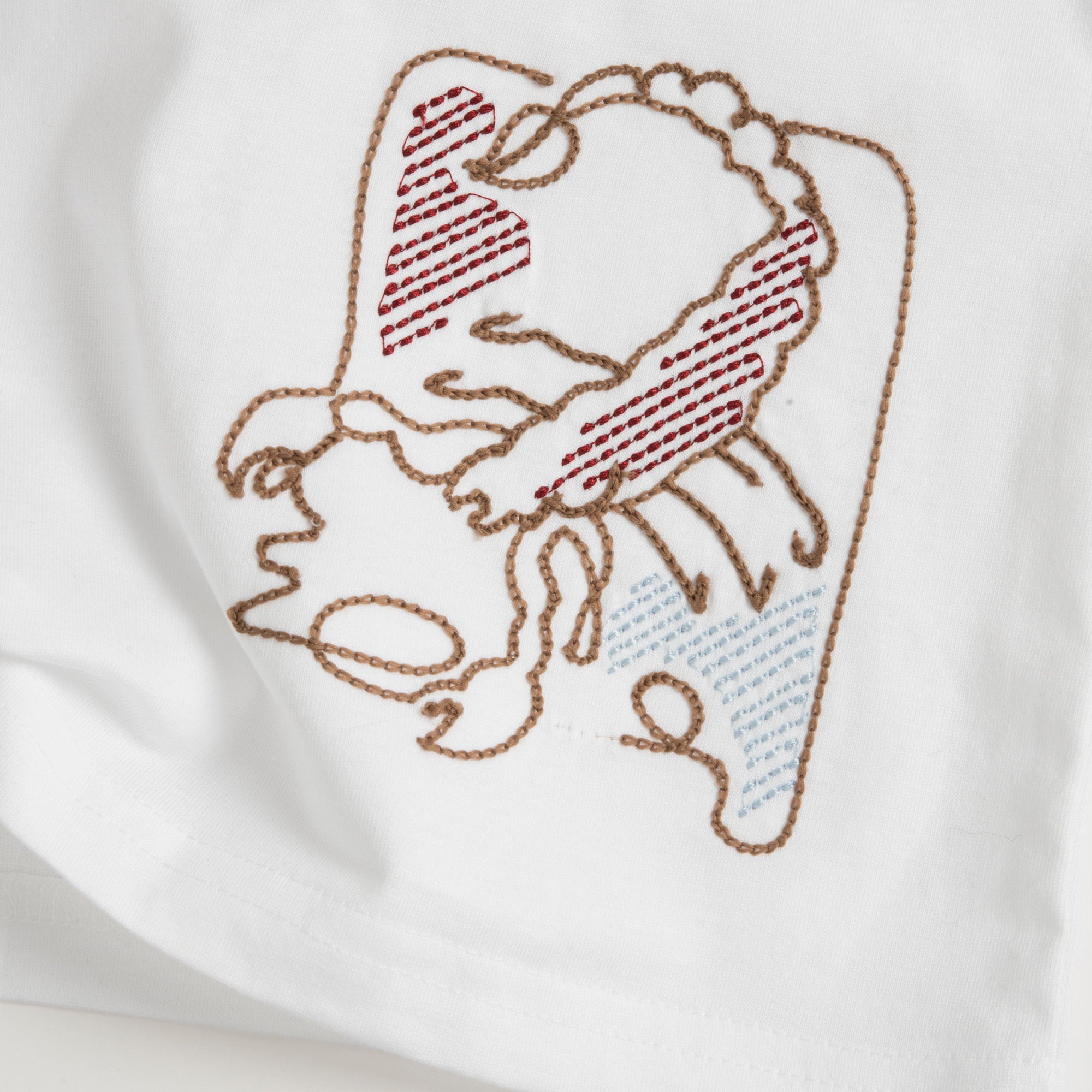 White Embroidered Cotton Short Sleeve T-Shirt for Boys