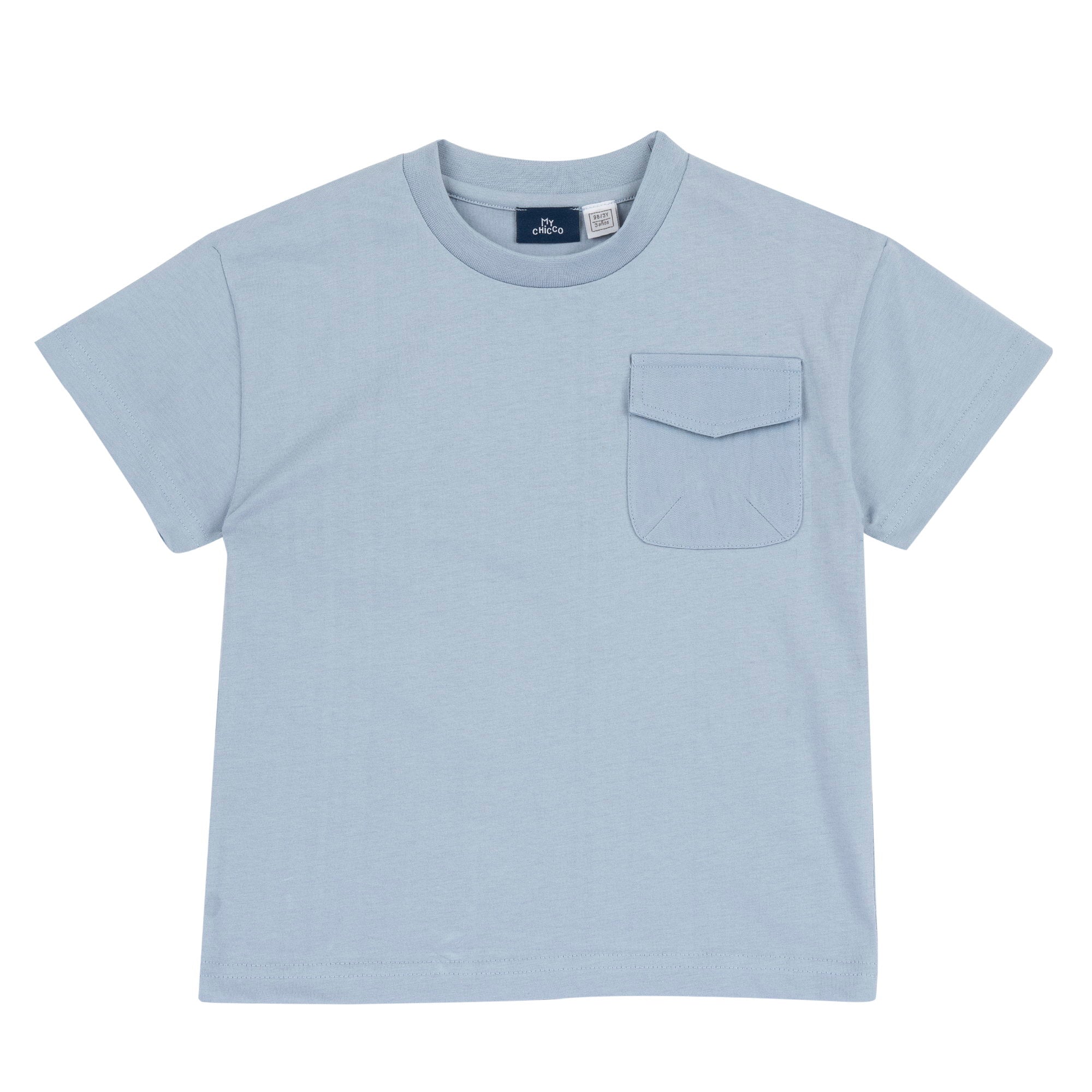 Medium Light Blue Graphic Printed Cotton Short Sleeve T-Shirt for Boys