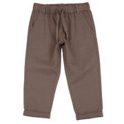 Light Brown Solid Cotton Long Trousers for Boys