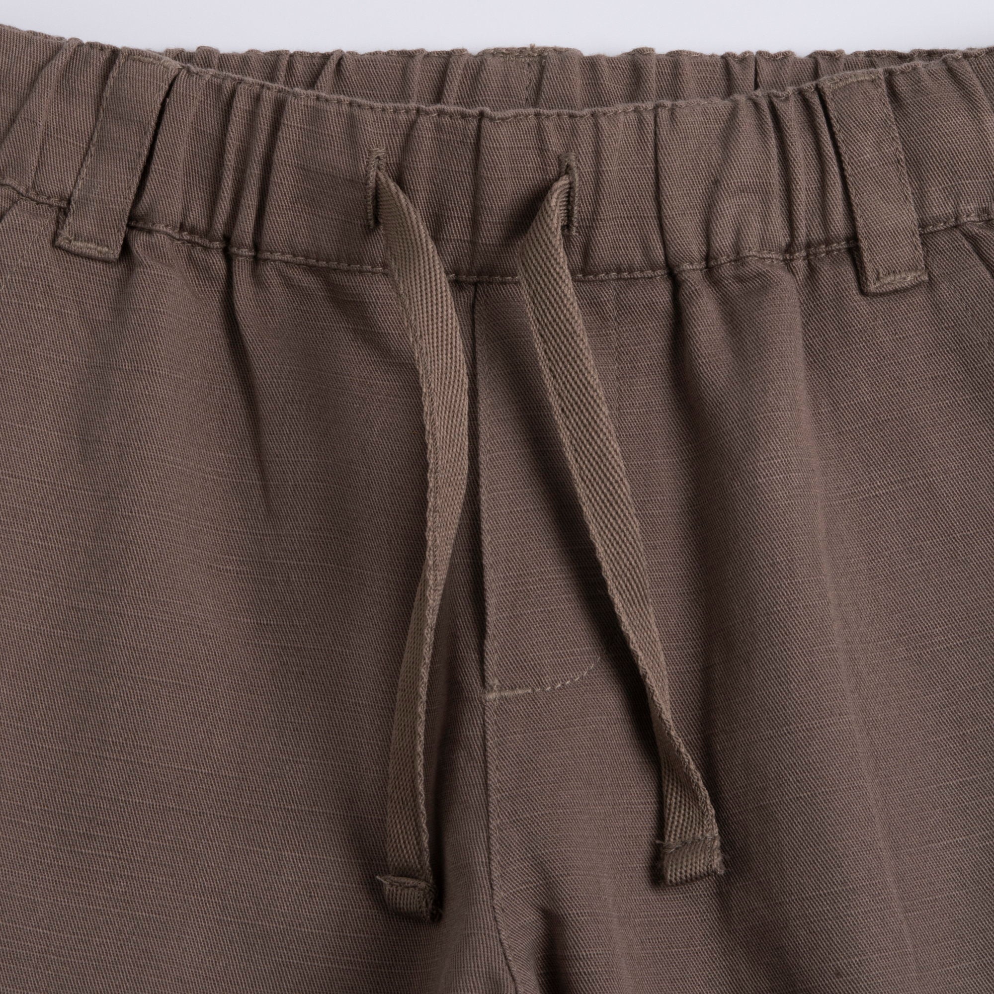 Light Brown Solid Cotton Long Trousers for Boys