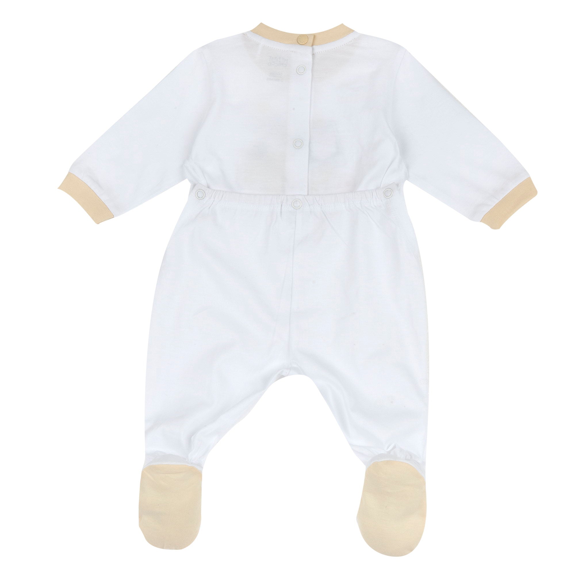 White Animal Printed Cotton Nappy Opening Babysuit for Babies (Unisex)