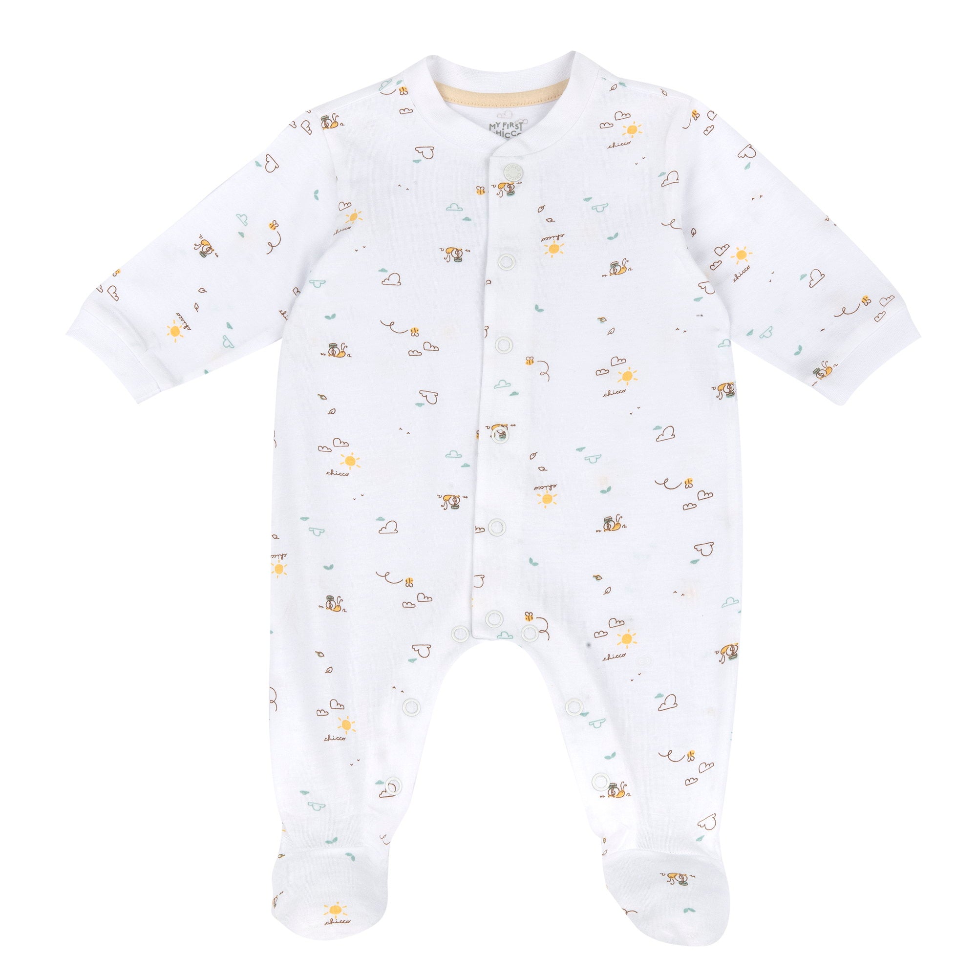Natural Printed Cotton Front Opening Babysuit for Babies (Unisex)