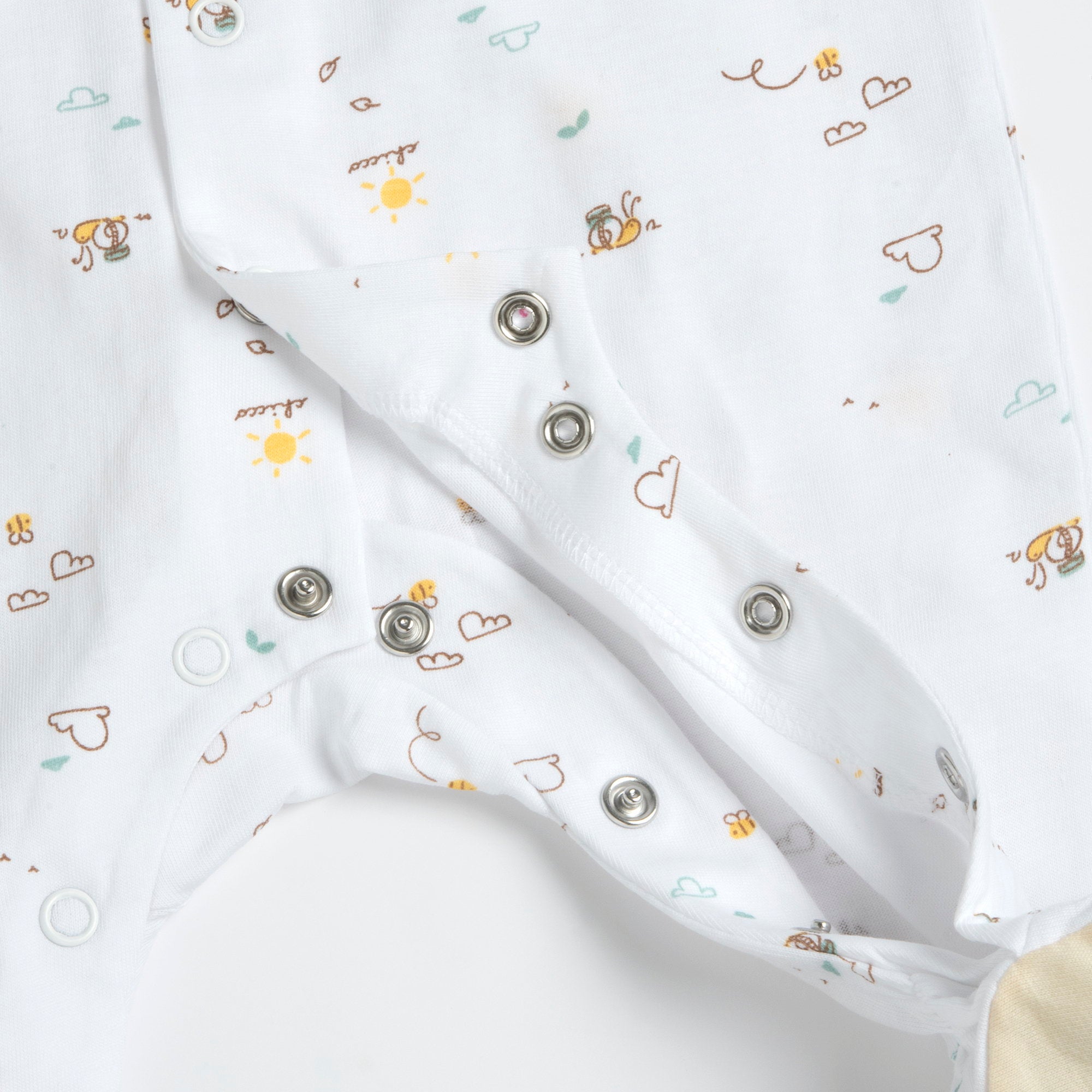 Natural Printed Cotton Front Opening Babysuit for Babies (Unisex)