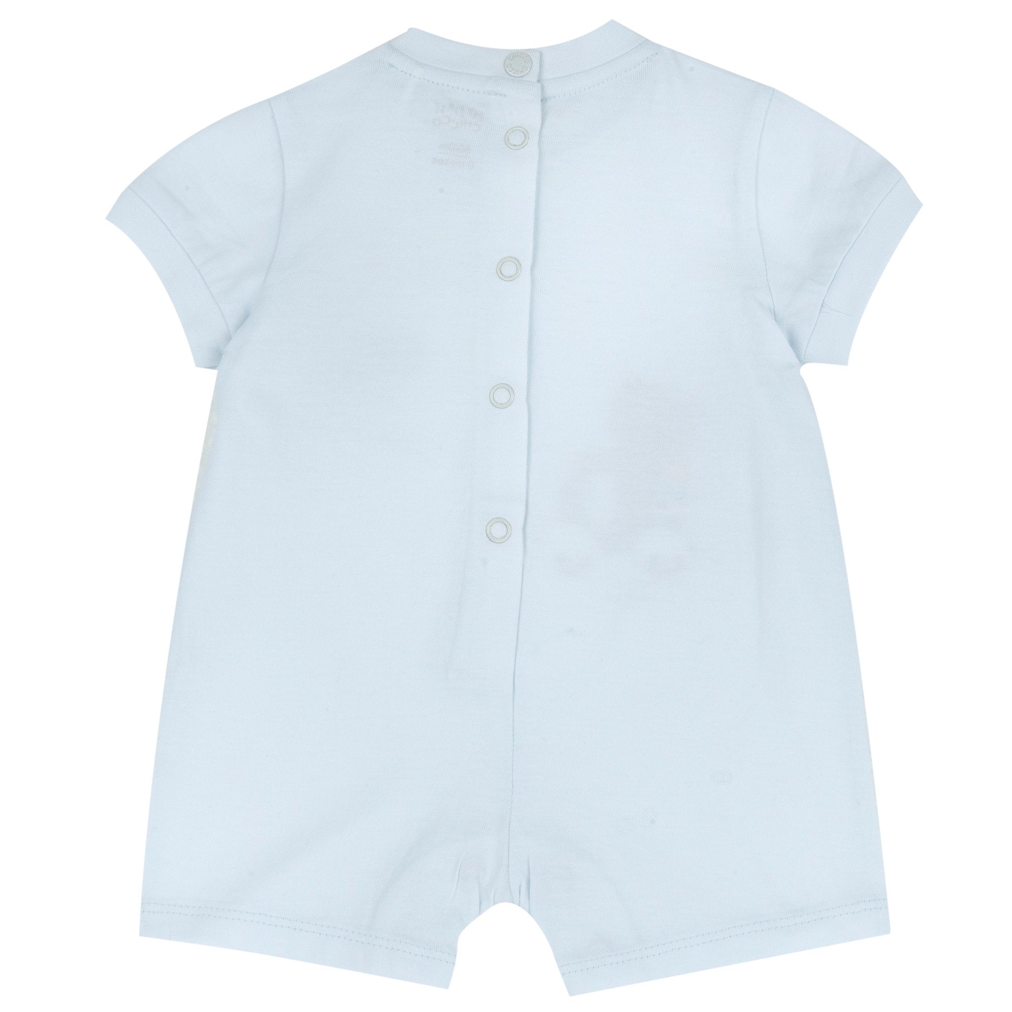 Light Blue Printed Cotton Short Sleeve Romper for Baby Boys