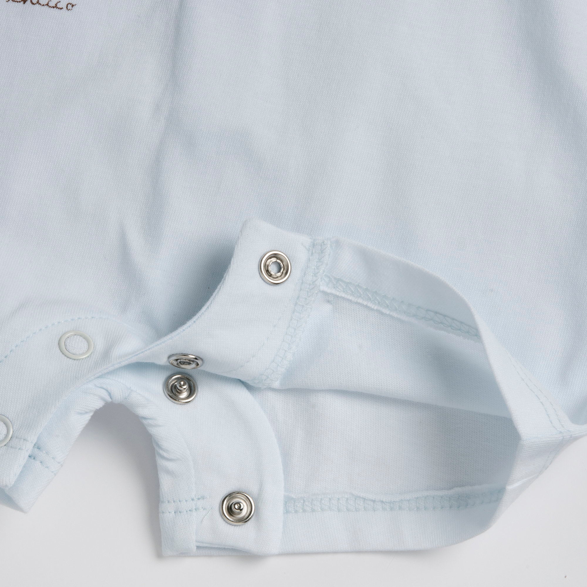 Light Blue Printed Cotton Short Sleeve Romper for Baby Boys
