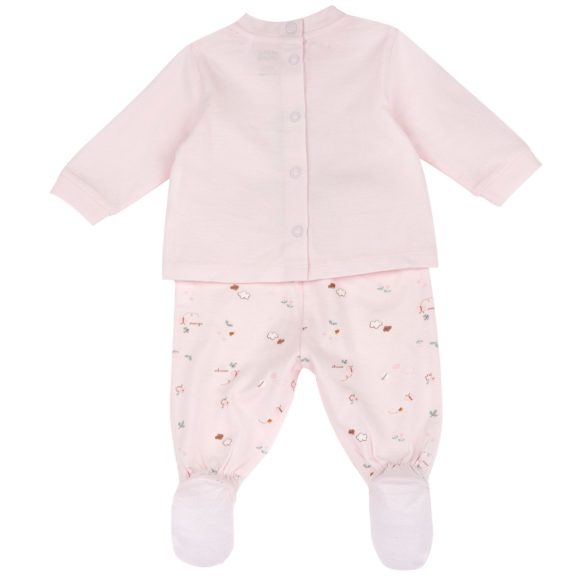 Light Pink Animal Printed Baby Smock and Leggings Set for Girls