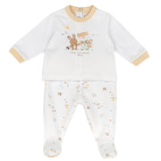 White Animal Printed Baby Smock and Leggings Set (Unisex)