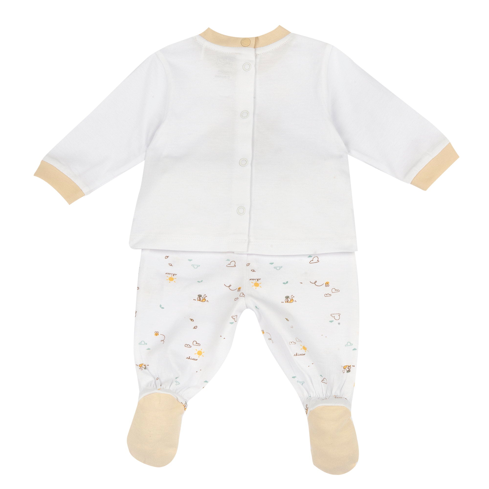 White Animal Printed Baby Smock and Leggings Set (Unisex)