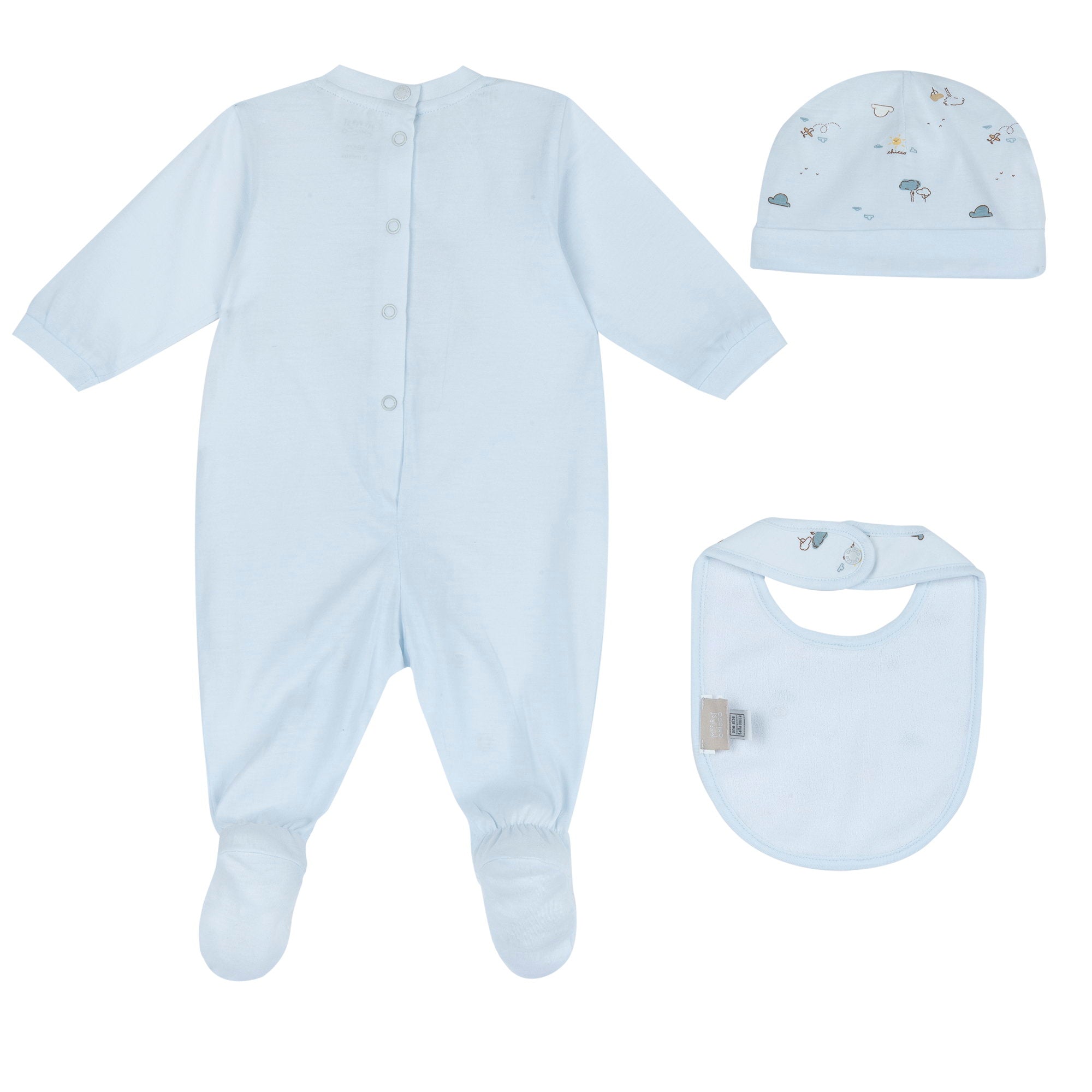 Light Blue Printed Cotton Babysuit Gift Box Set for Baby Boys
