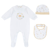White Printed Cotton Babysuit Gift Box Set for Babies (Unisex)