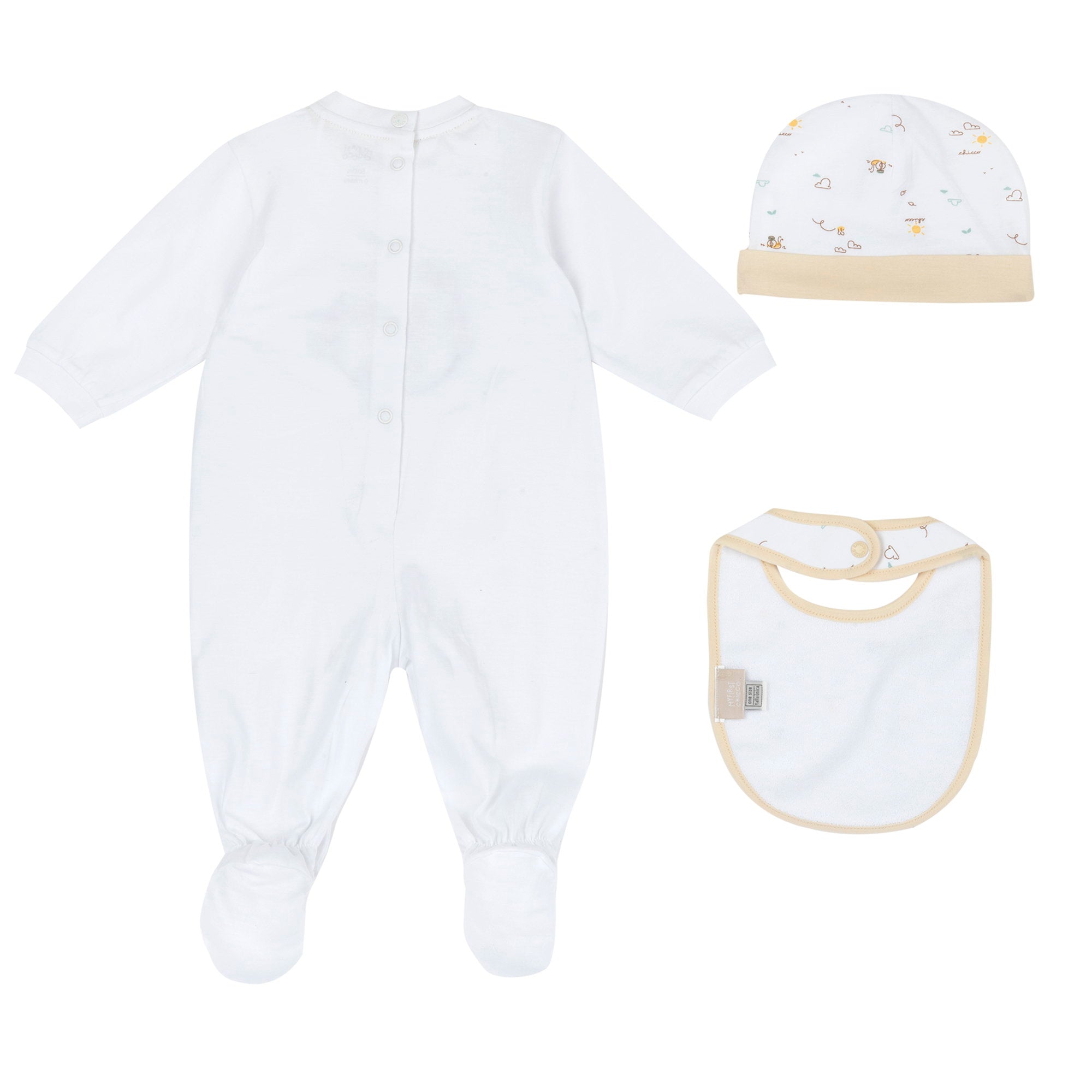 White Printed Cotton Babysuit Gift Box Set for Babies (Unisex)