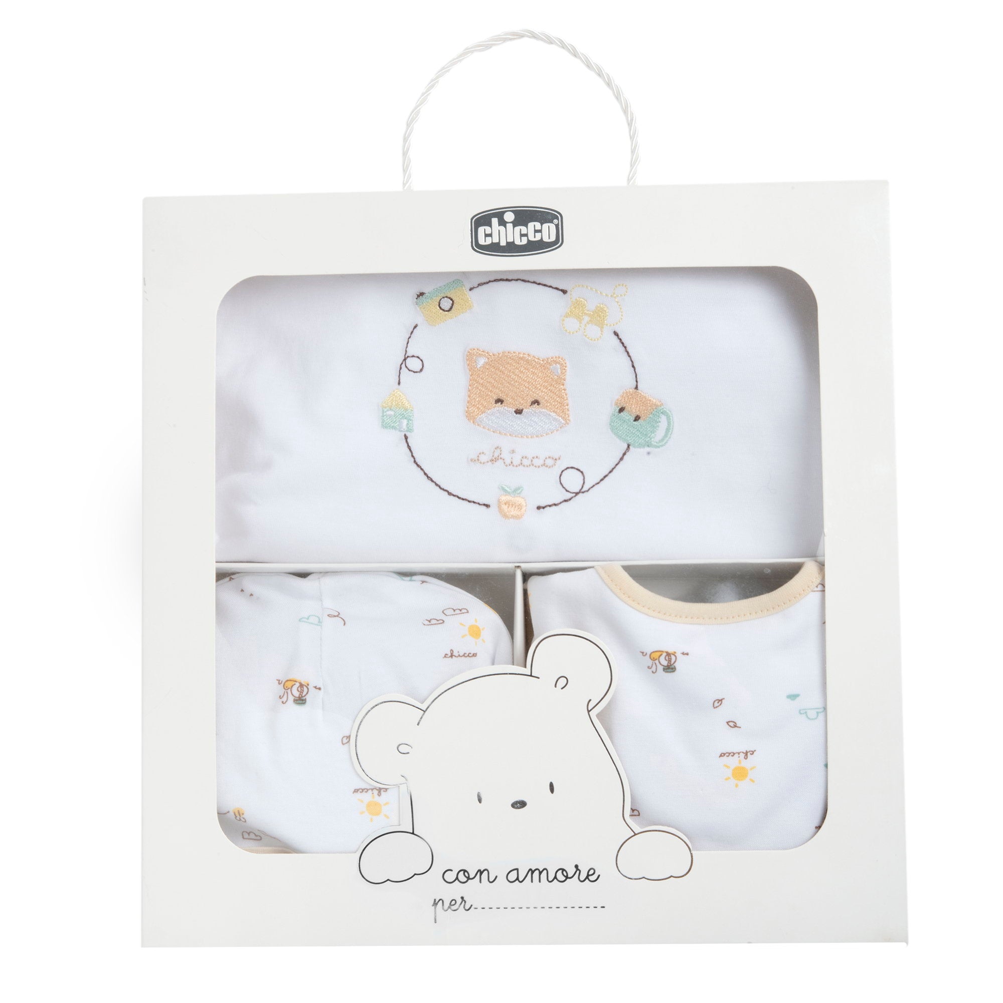 White Printed Cotton Babysuit Gift Box Set for Babies (Unisex)