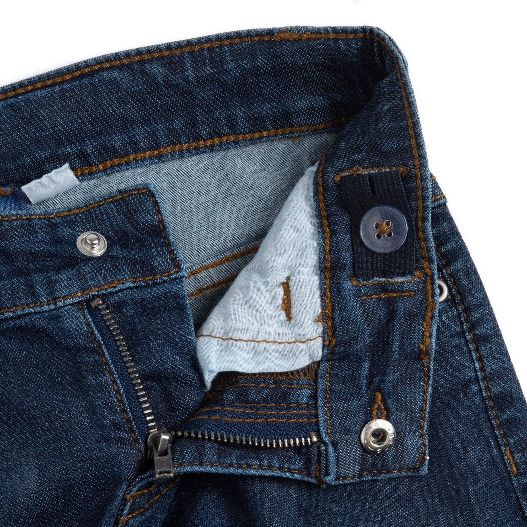 Dark Blue Solid Cotton Blend Long Trousers for Boys