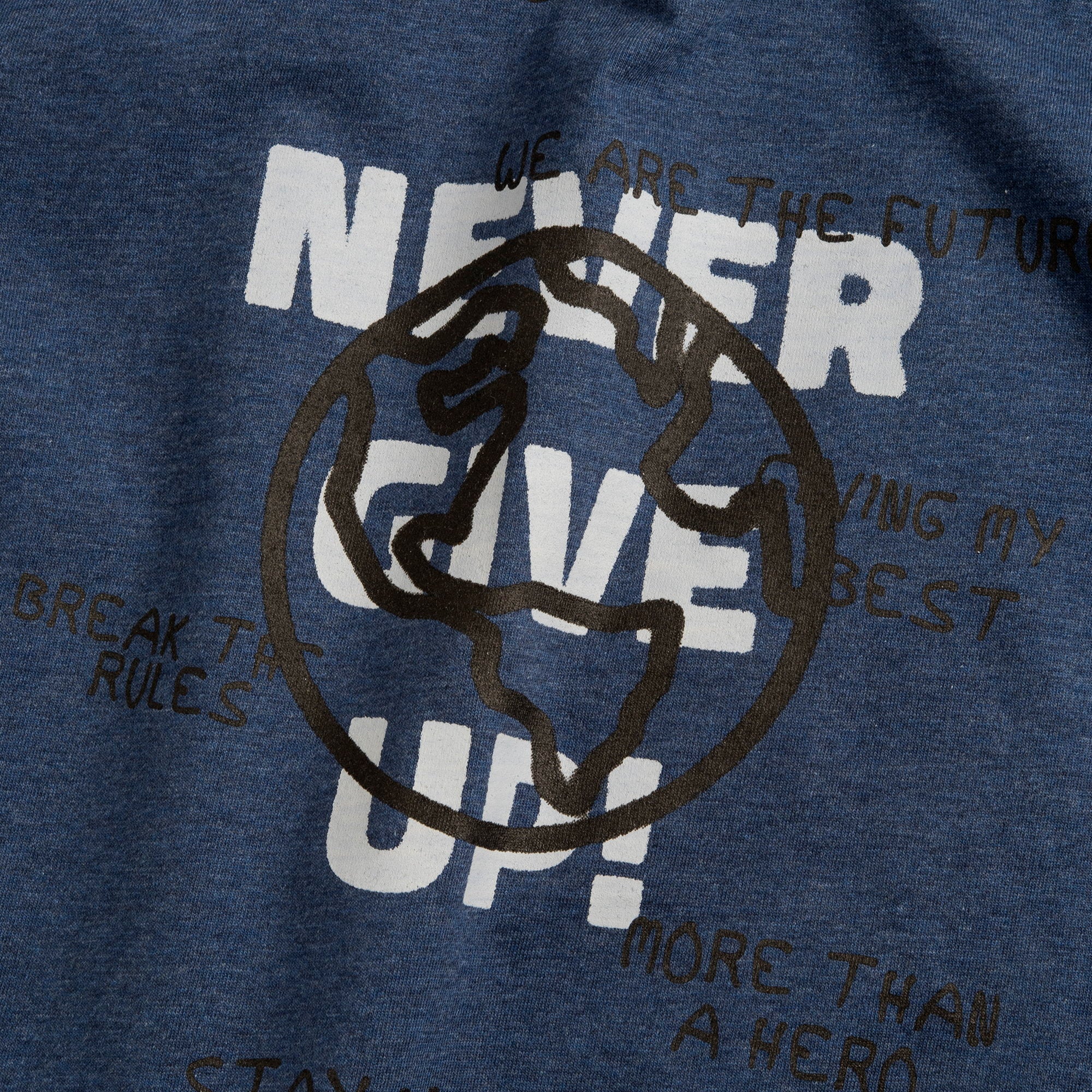 Medium Blue Typography Printed Cotton Blend T-Shirt for Boys