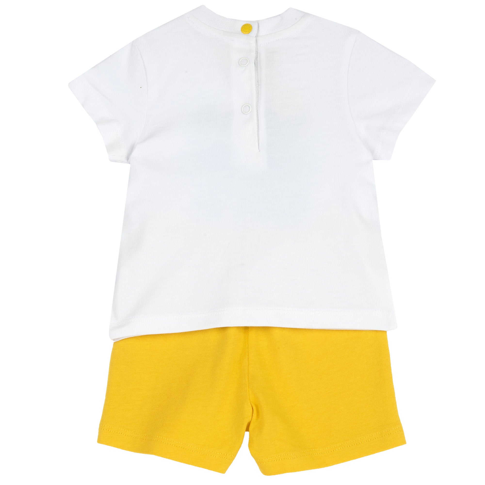 White Graphic Printed T-Shirt and Short Pants Set for Boys