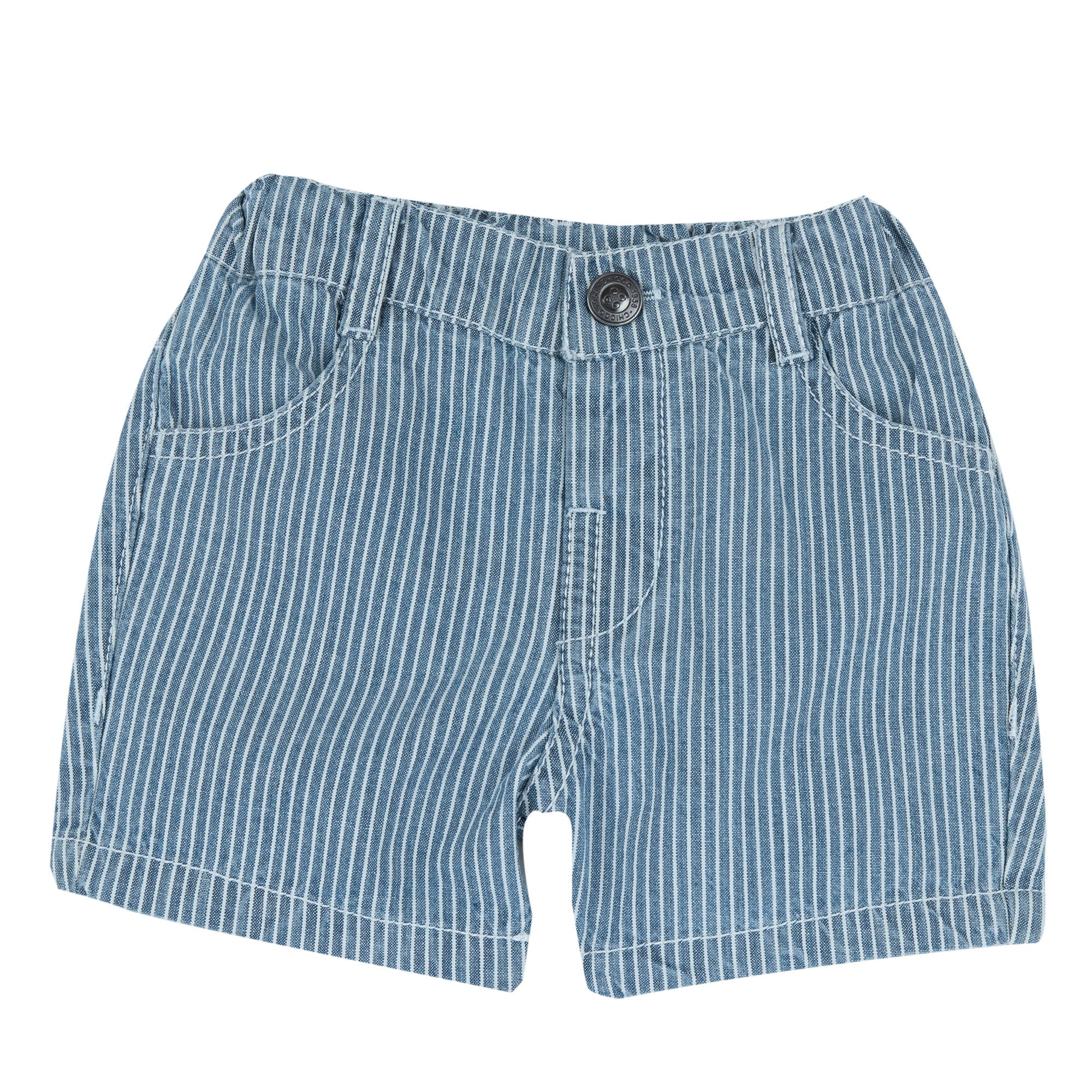 Medium Blue Striped Cotton Short Trousers for Boys