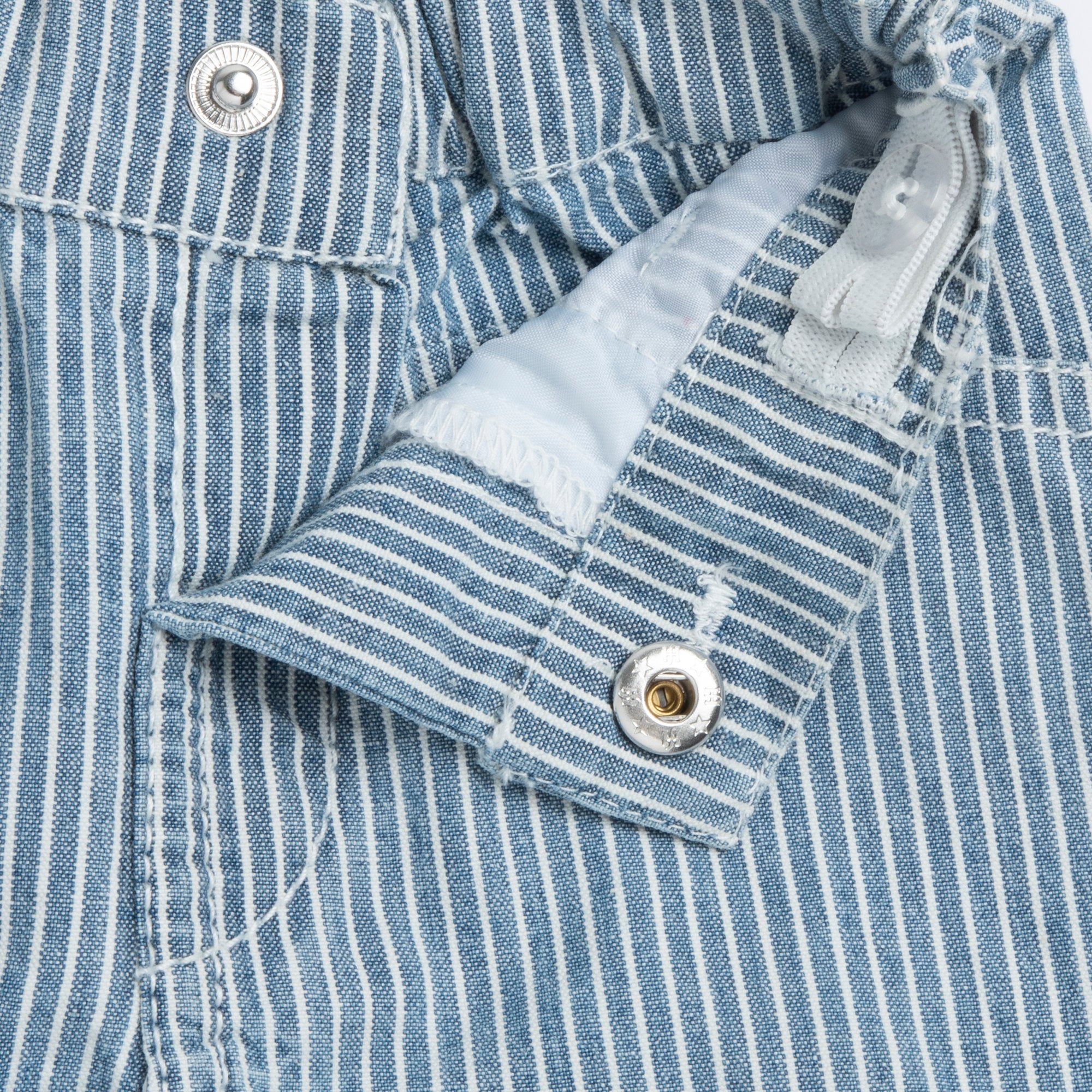 Medium Blue Striped Cotton Short Trousers for Boys