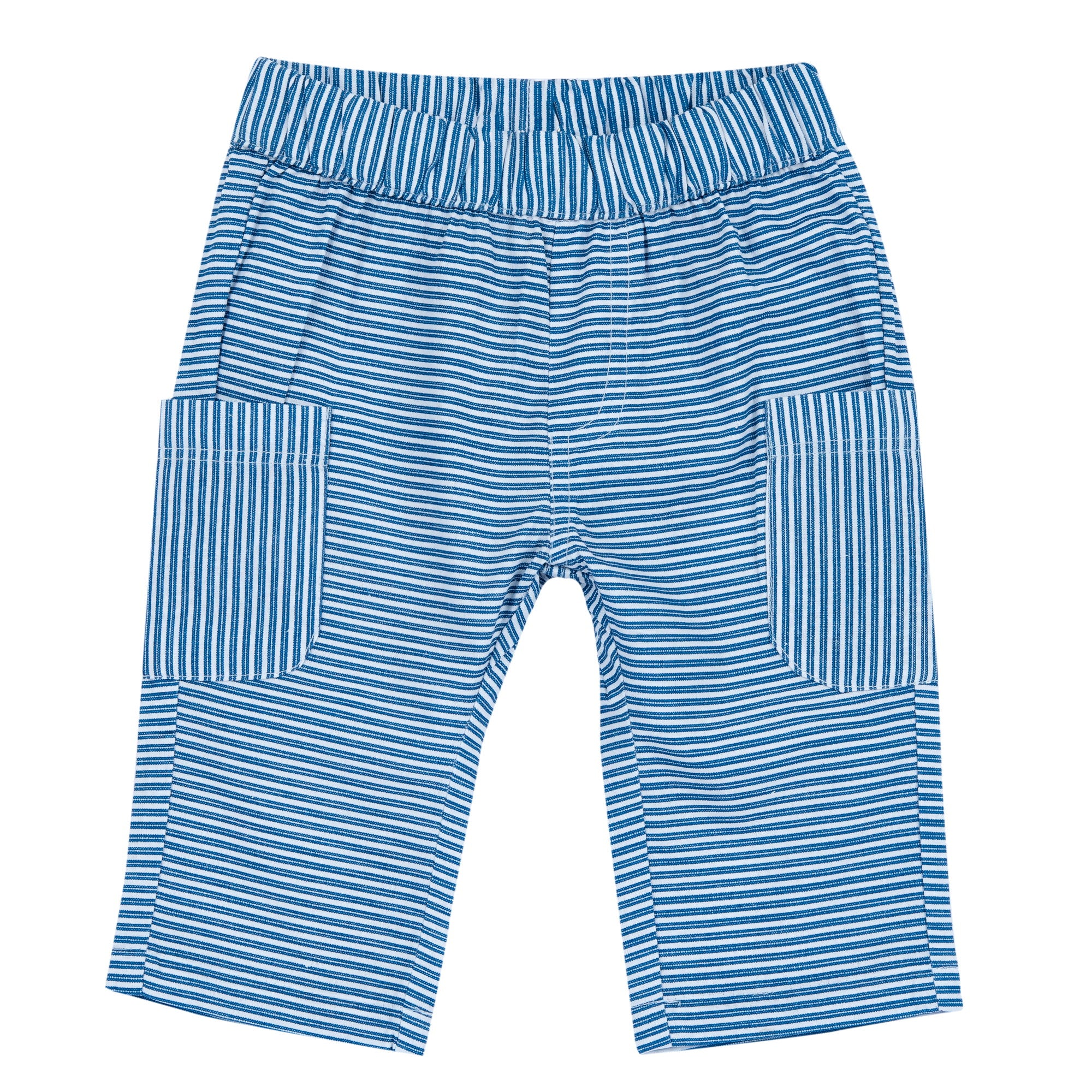 Blue Printed Striped Cotton Long Trousers for Boys
