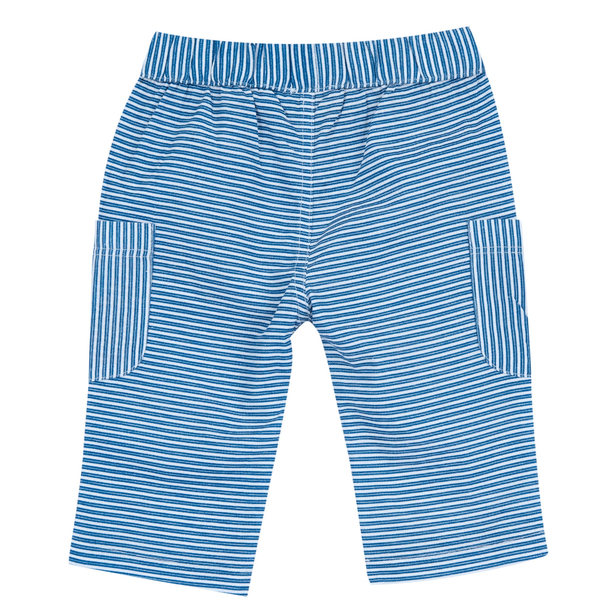 Blue Printed Striped Cotton Long Trousers for Boys